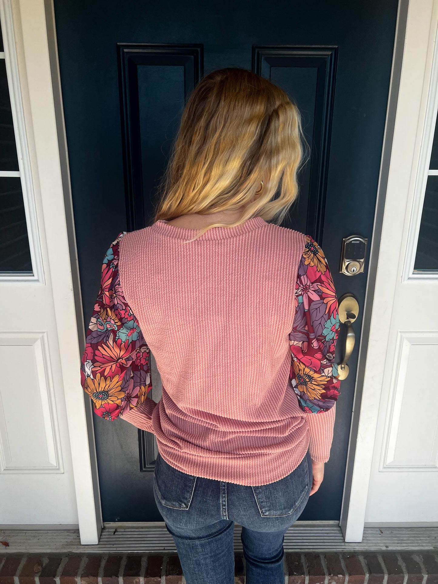 New! Aurora Mauve Floral Sleeve Top