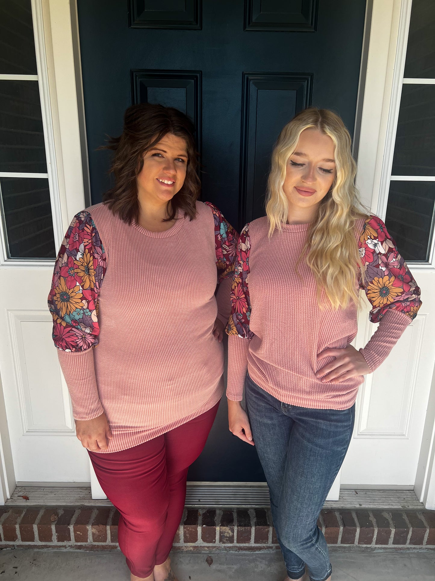 New! Aurora Mauve Floral Sleeve Top