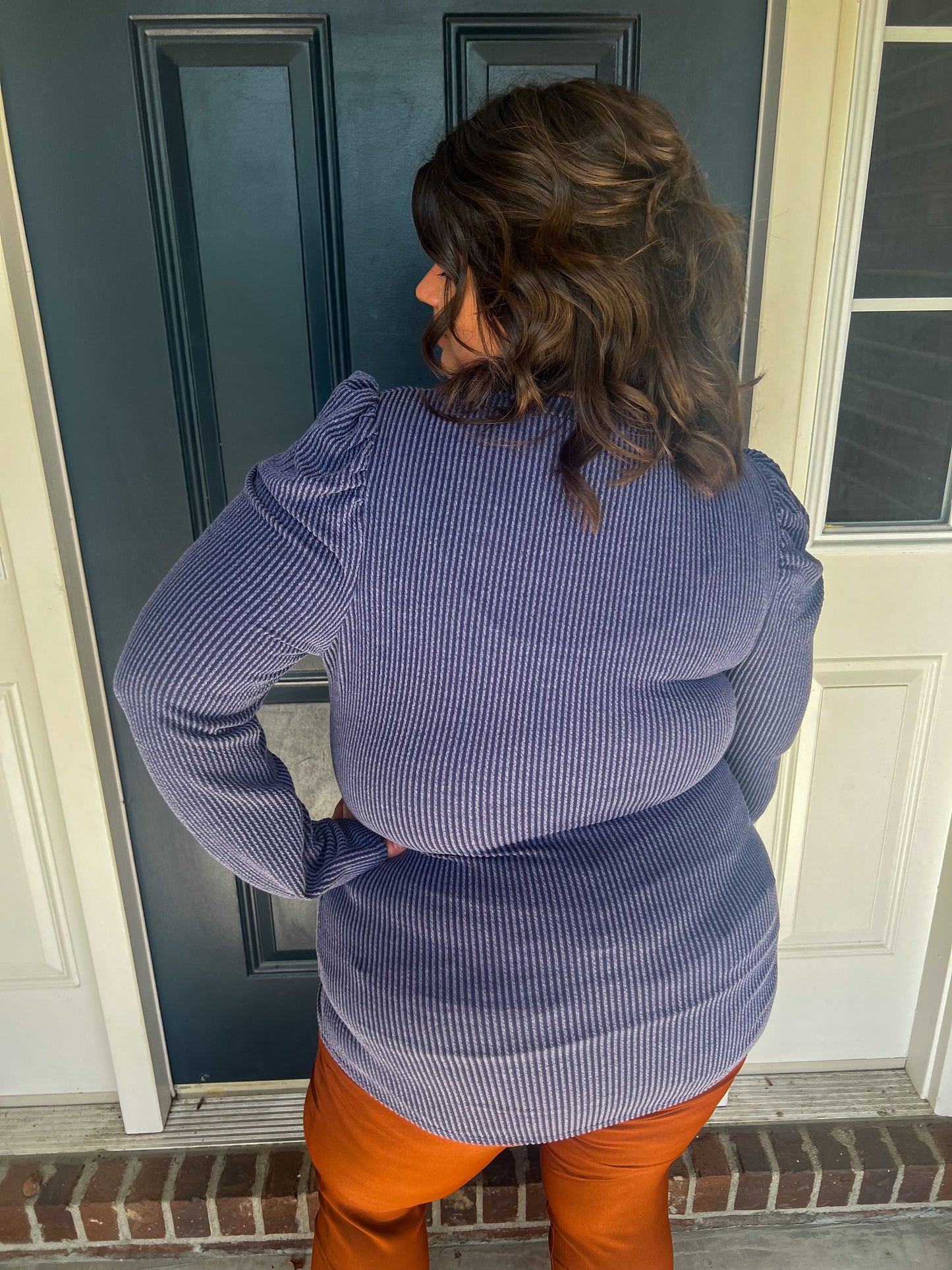 New! Emmerson Navy Puff Sleeve Top