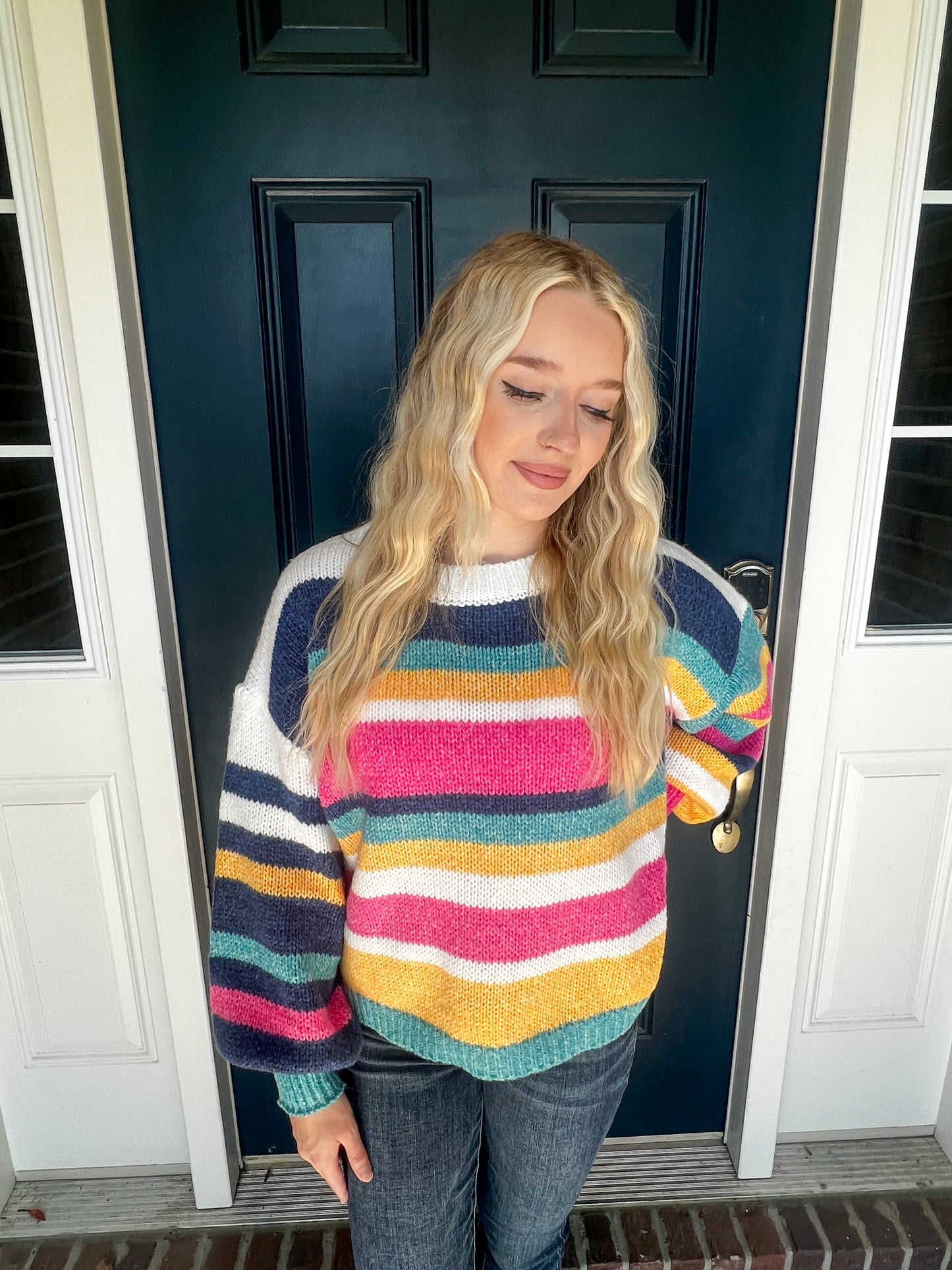 New! Hannah Colorful Stripe Sweater