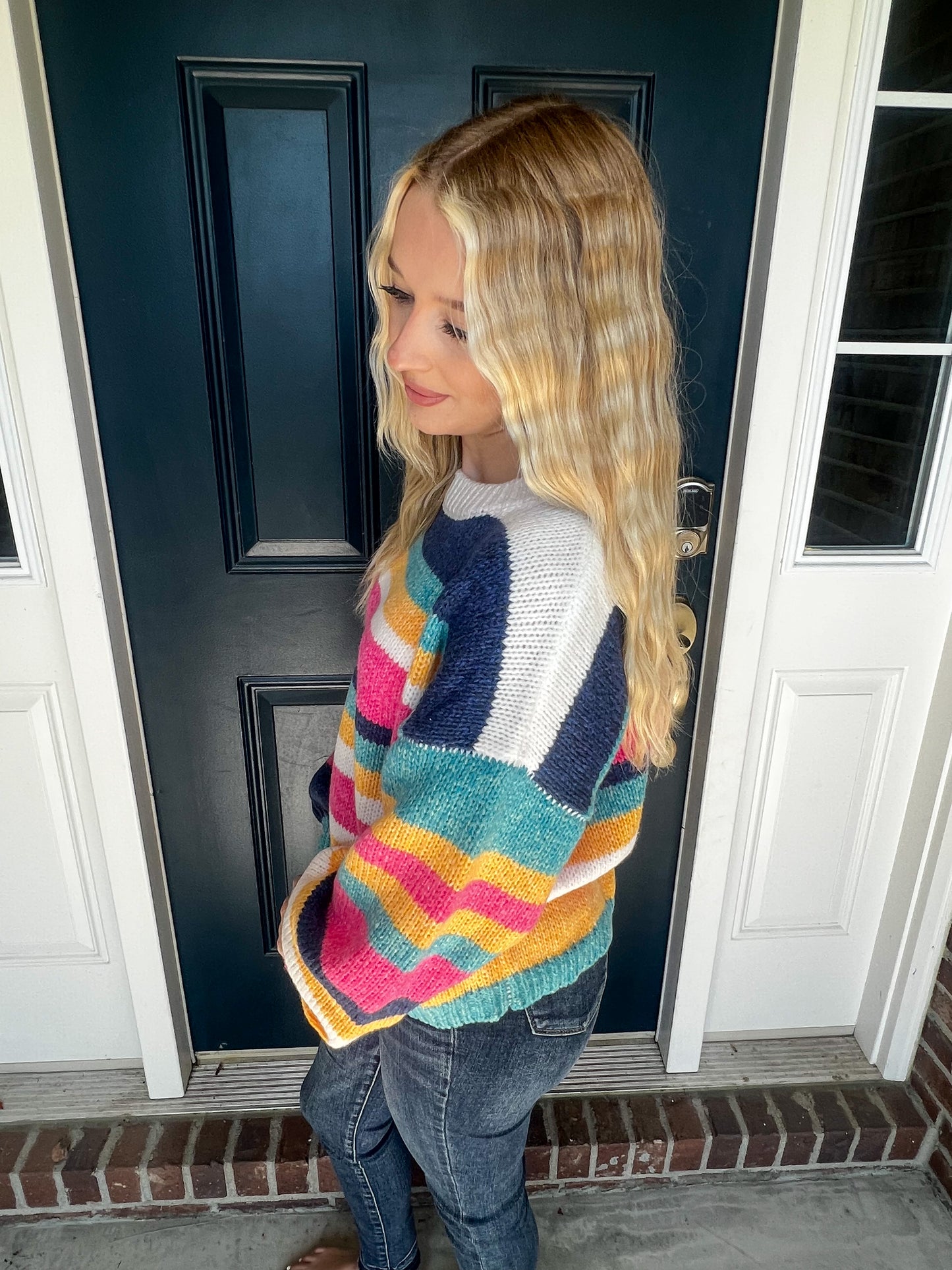 New! Hannah Colorful Stripe Sweater