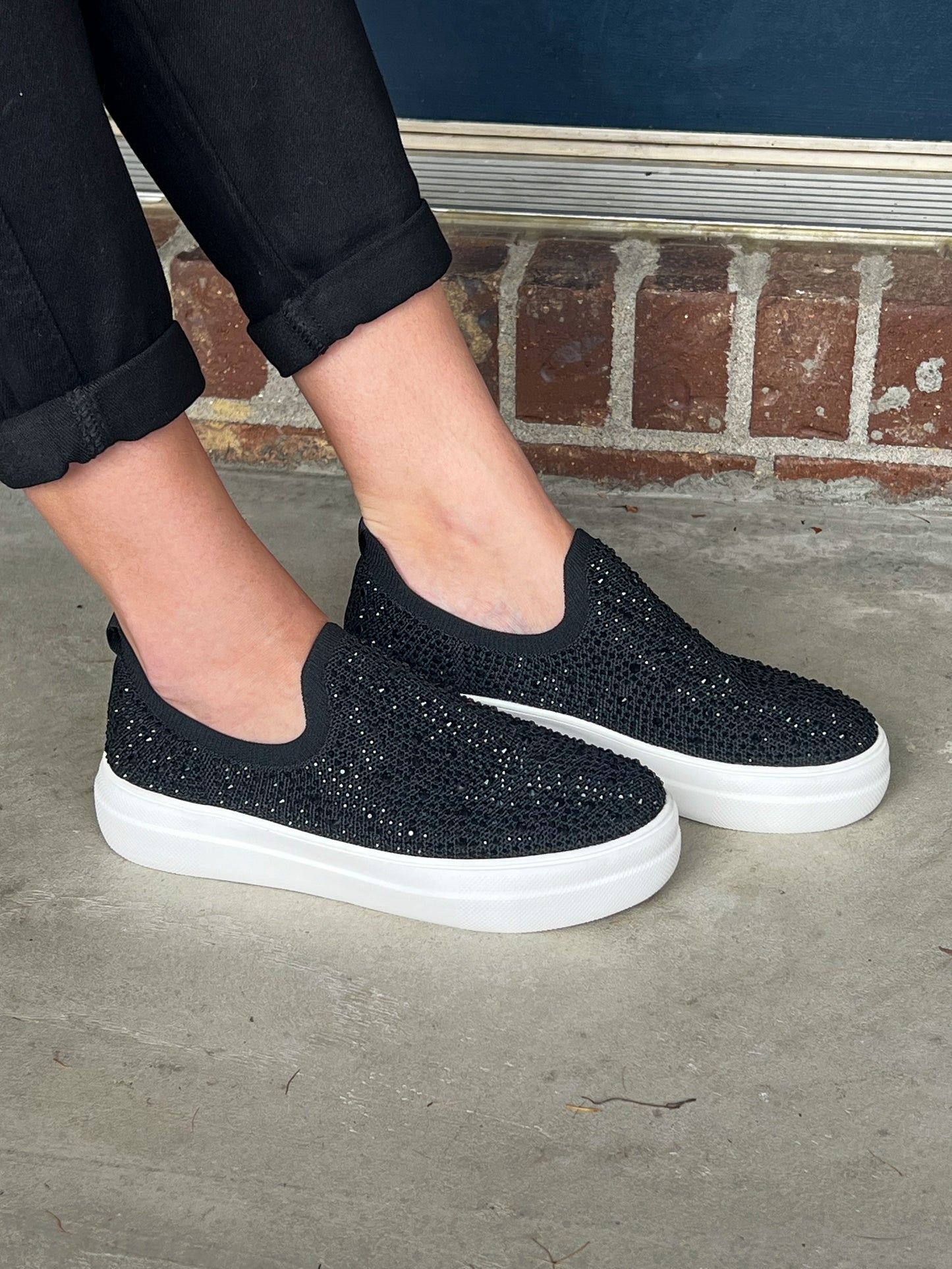 Corkys Swank Slip-on Sneakers - Black Crystals
