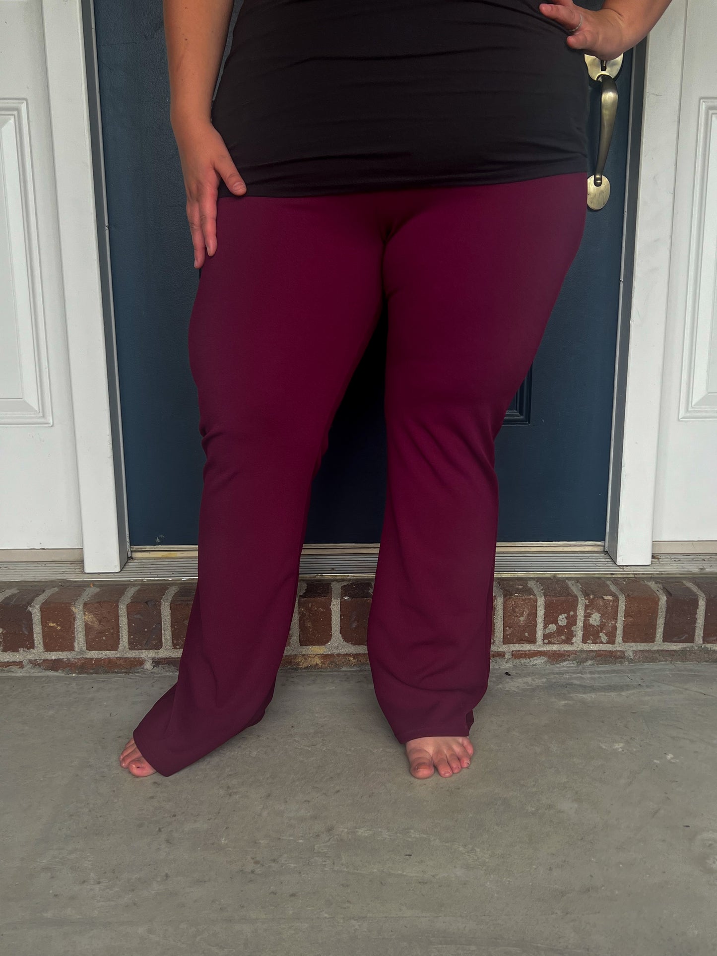 New! Lydia Stretchy Boot Cut Pants - Burgundy
