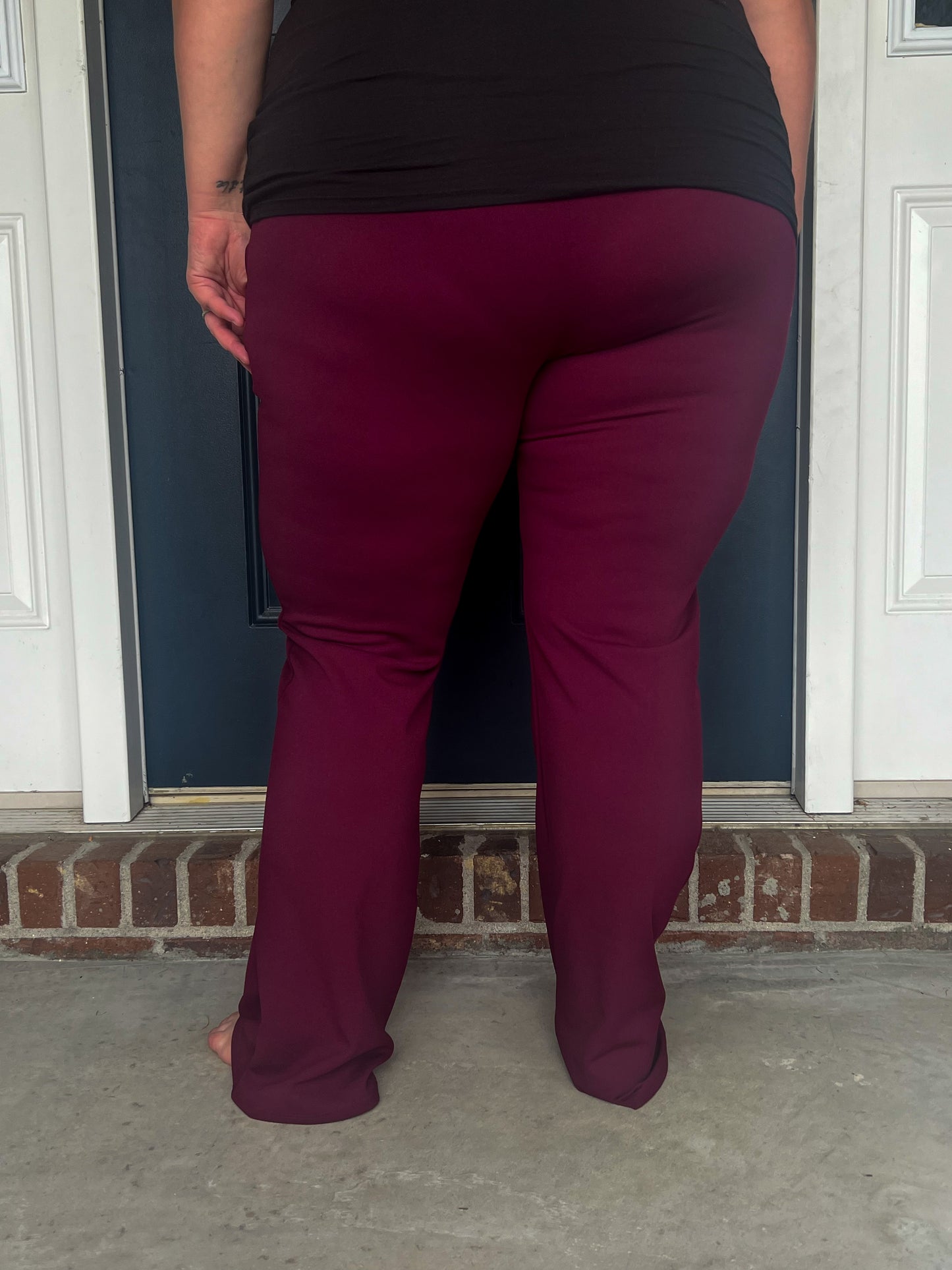 New! Lydia Stretchy Boot Cut Pants - Burgundy