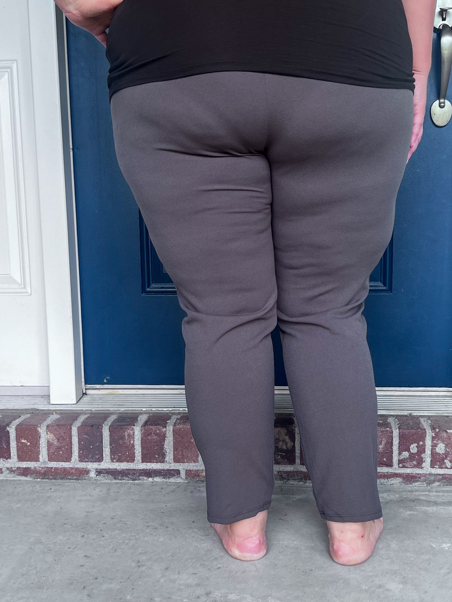New! Lara Stretchy Straight Leg Ankle Pants - Charcoal