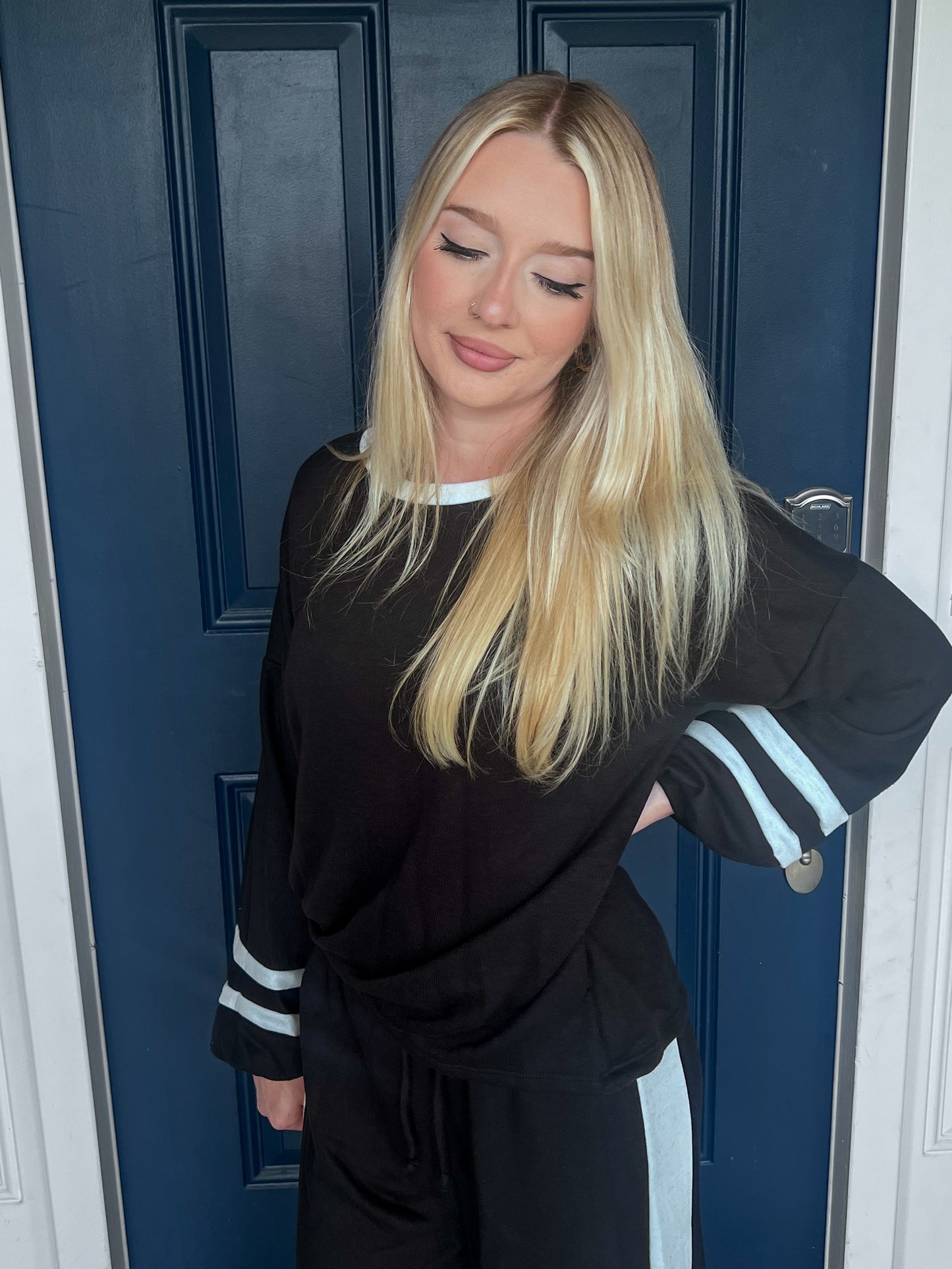 New! Black with White Accents Top