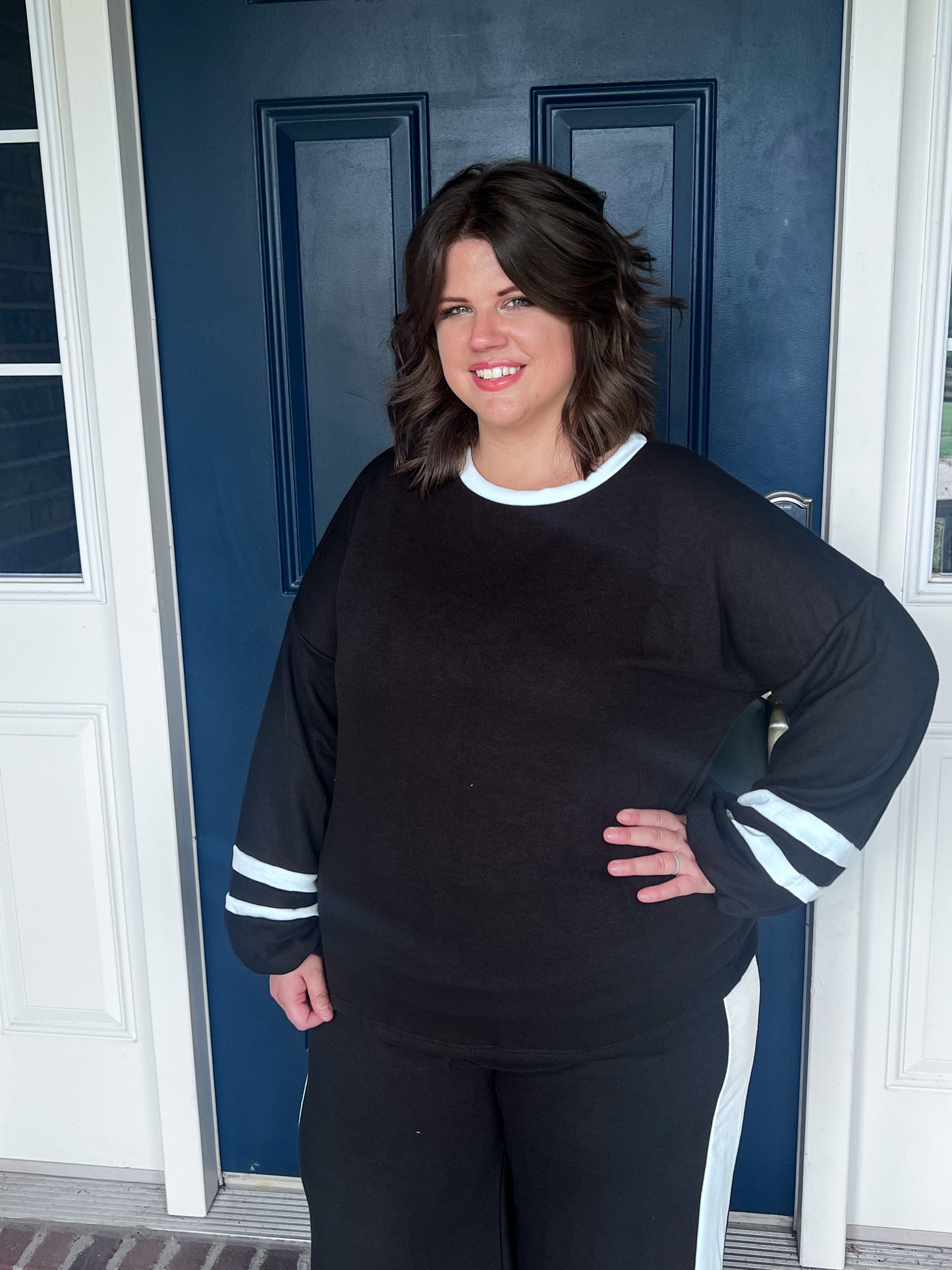 New! Black with White Accents Top