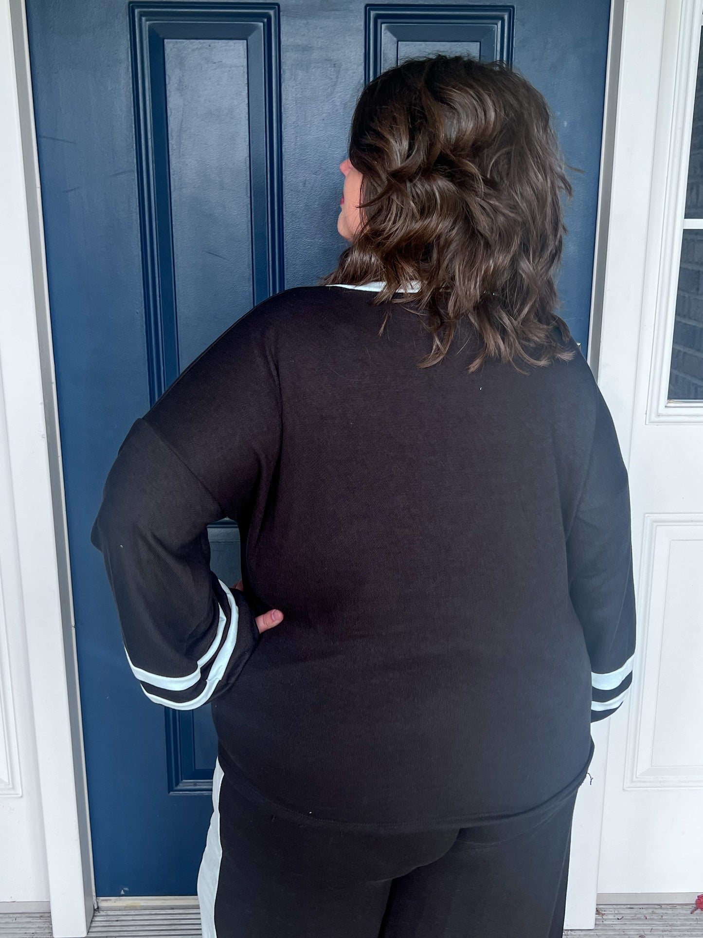 New! Black with White Accents Top