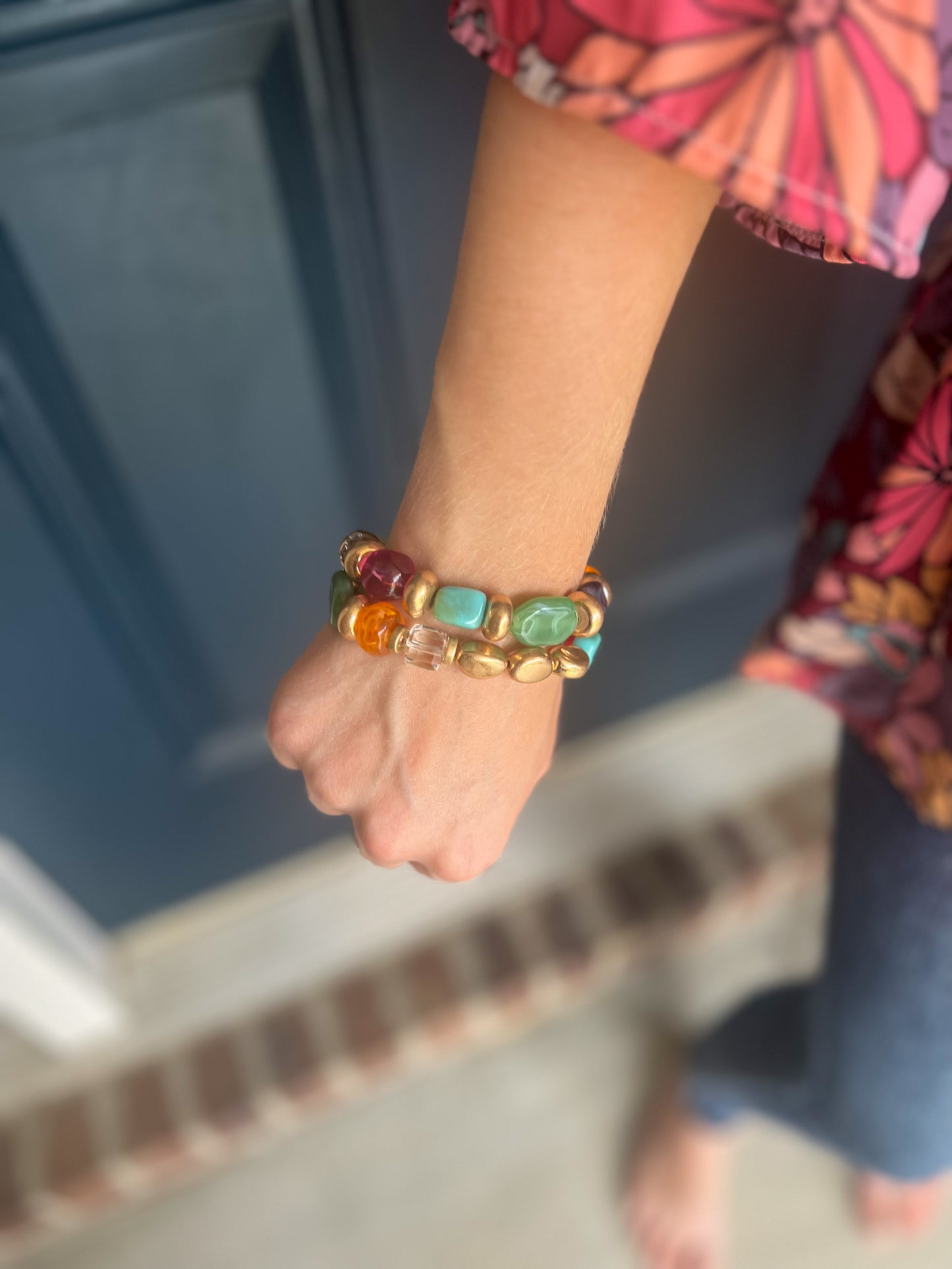New! Colorful Beaded Stretchy Bracelet Set