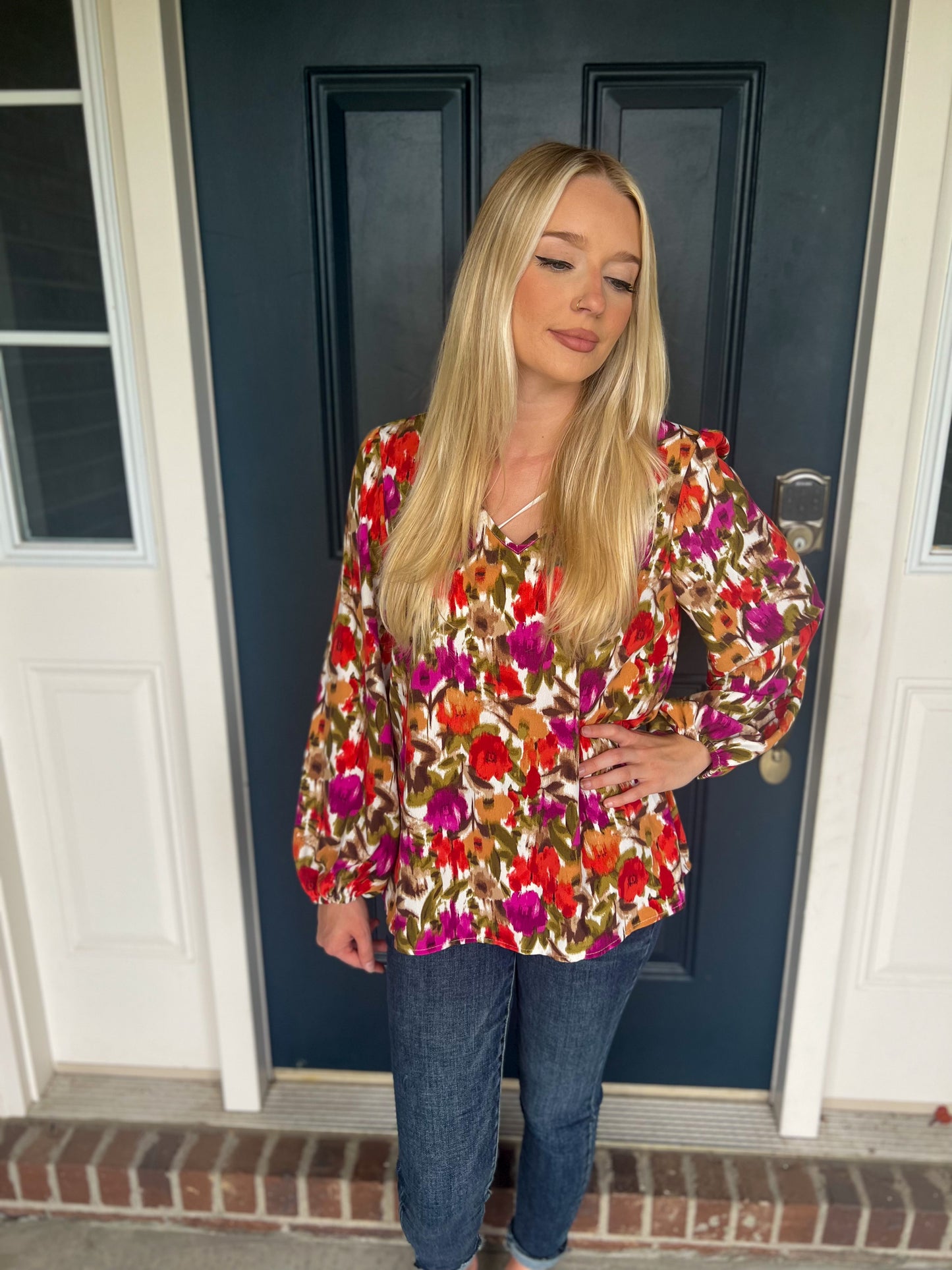 New! New Romantics Floral Long Sleeve Blouse