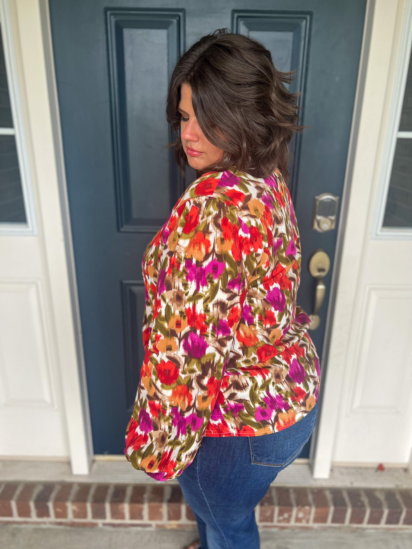 New! New Romantics Floral Long Sleeve Blouse