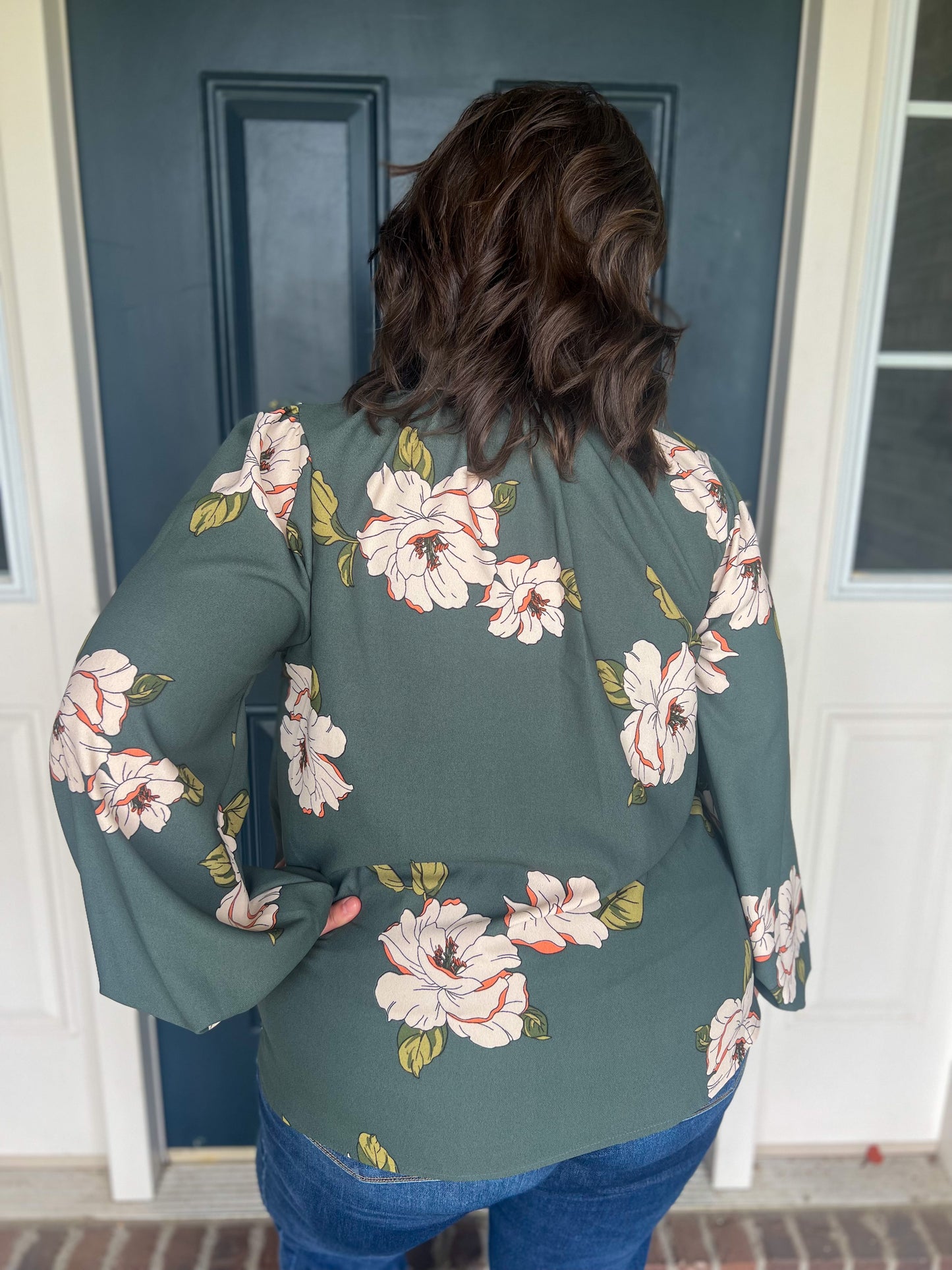 New! Audrey Green Floral Blouse