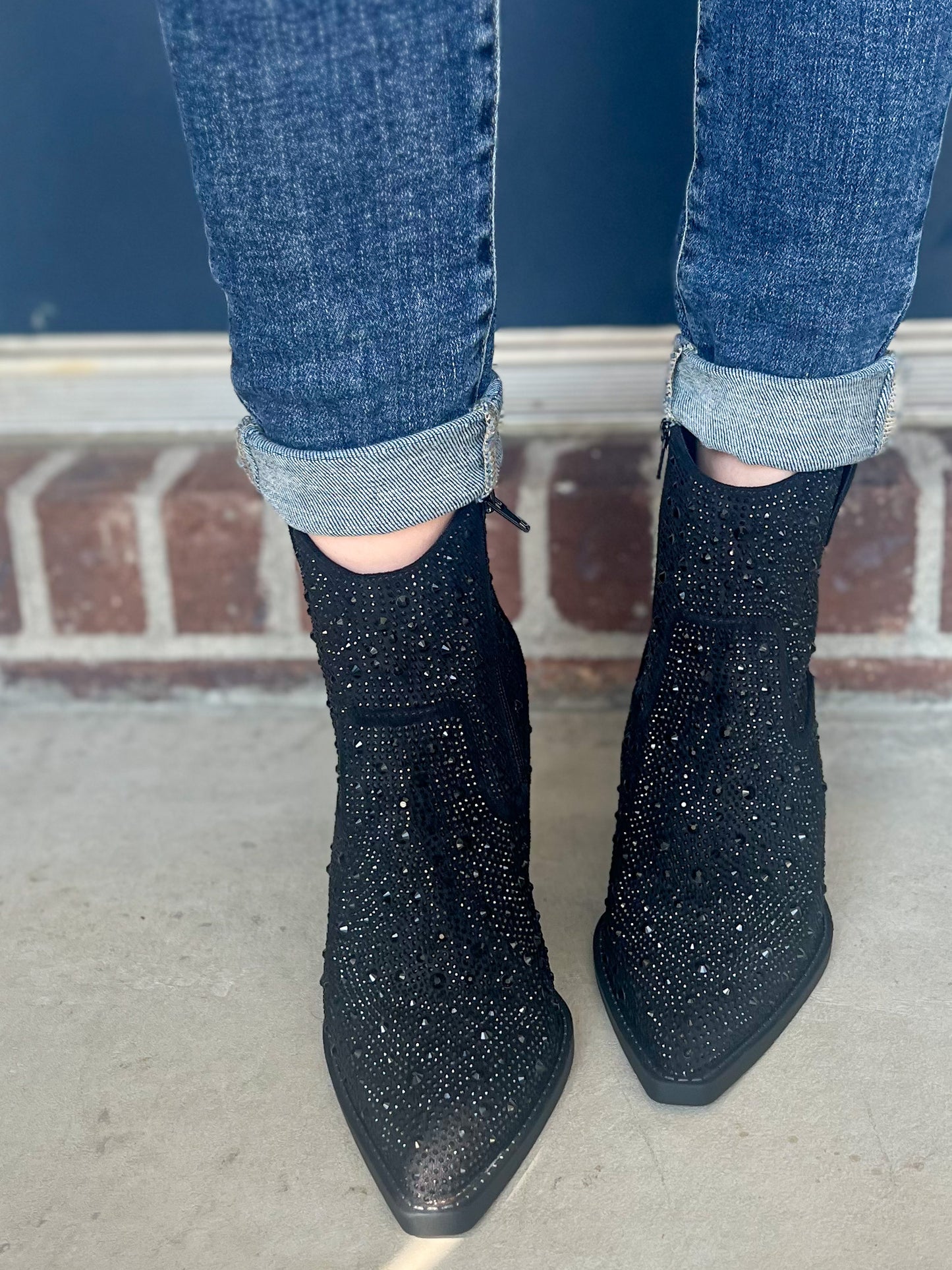 New! Very G Karen Rhinestone Boots - Black