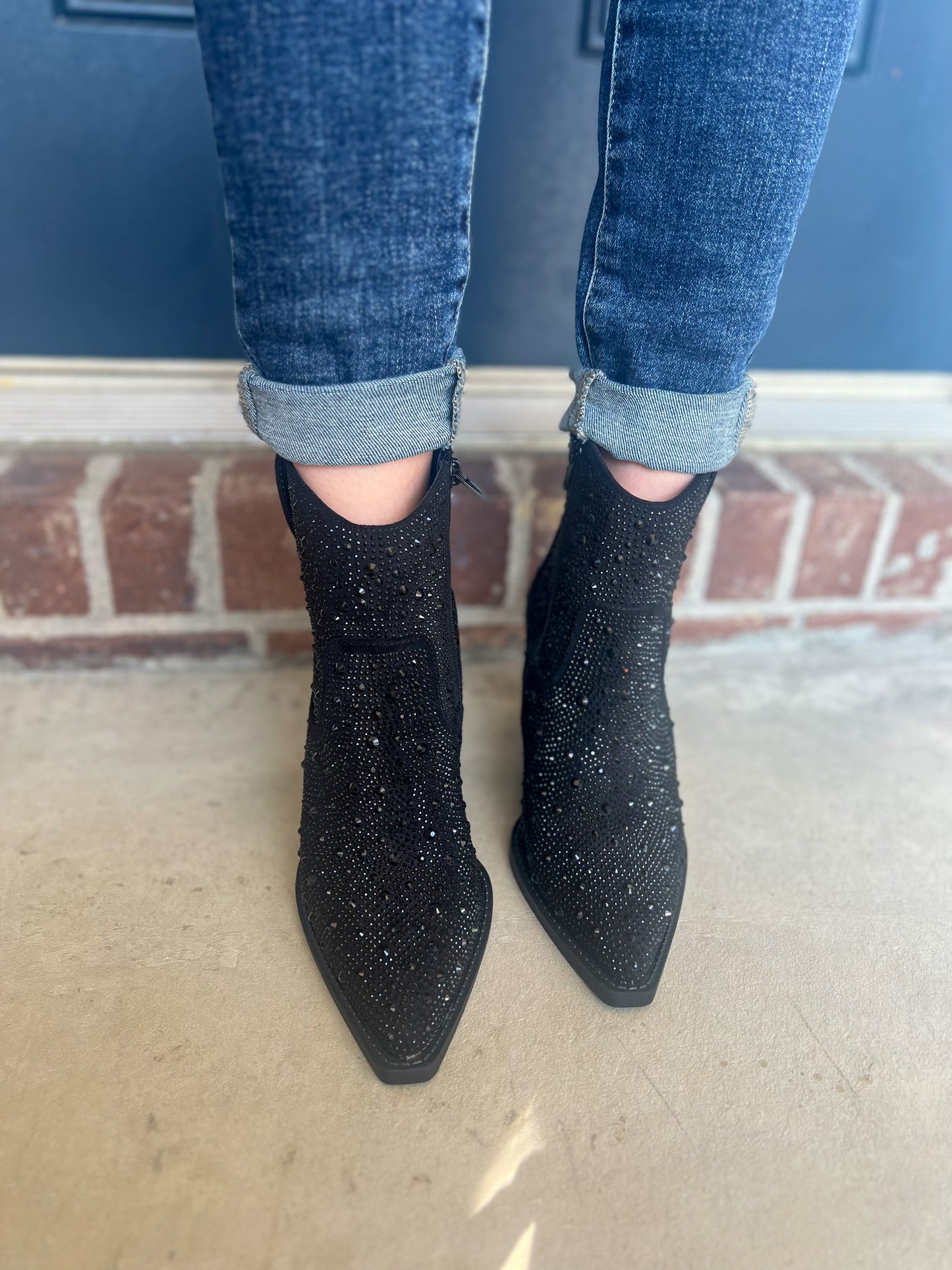 New! Very G Karen Rhinestone Boots - Black