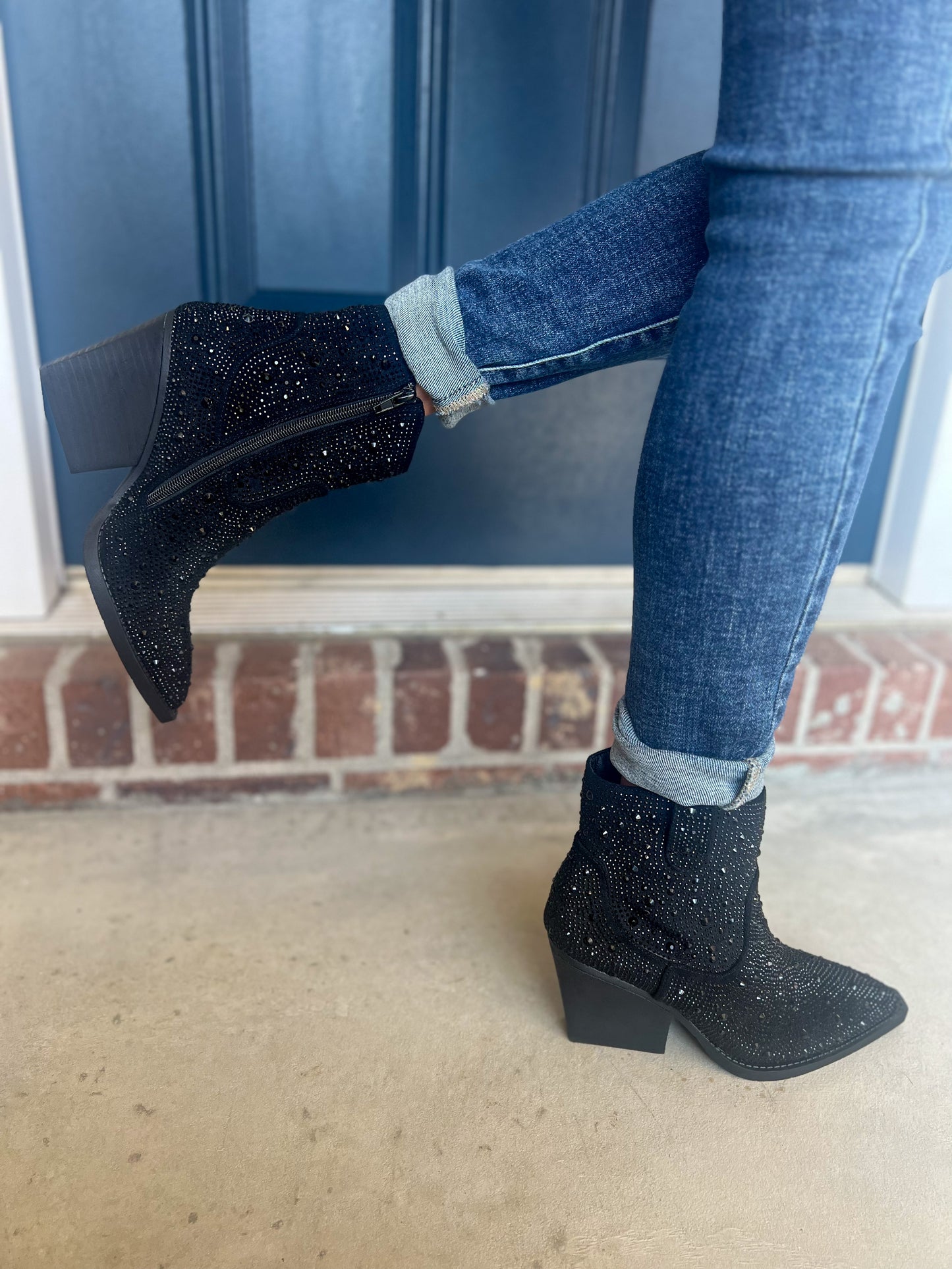 New! Very G Karen Rhinestone Boots - Black