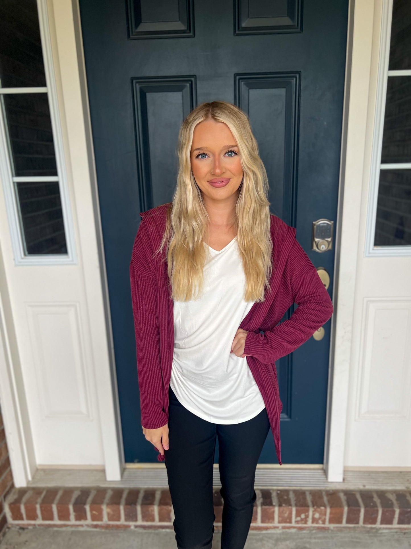 Hits Different Burgundy Hooded Cardigan