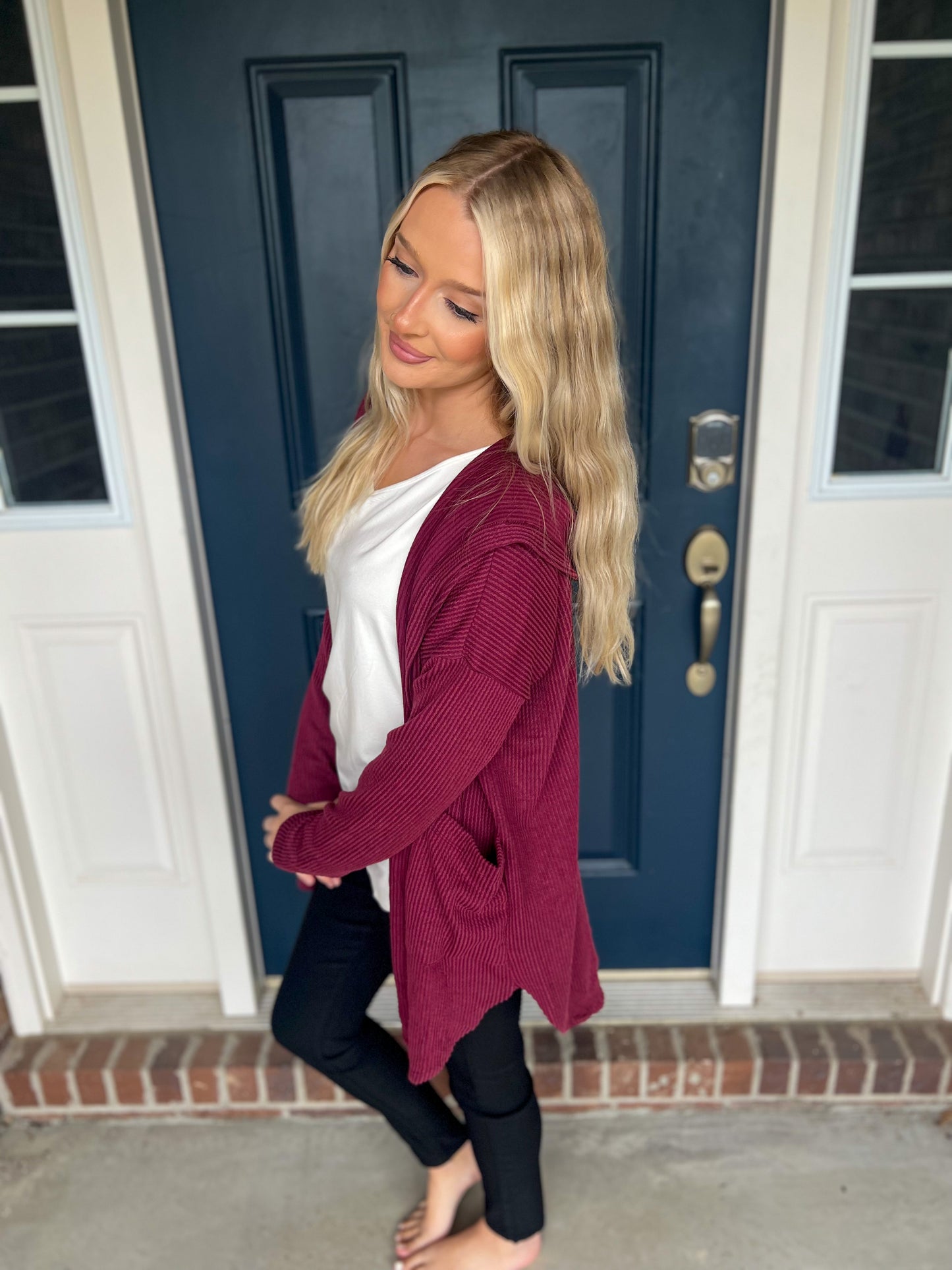 Hits Different Burgundy Hooded Cardigan