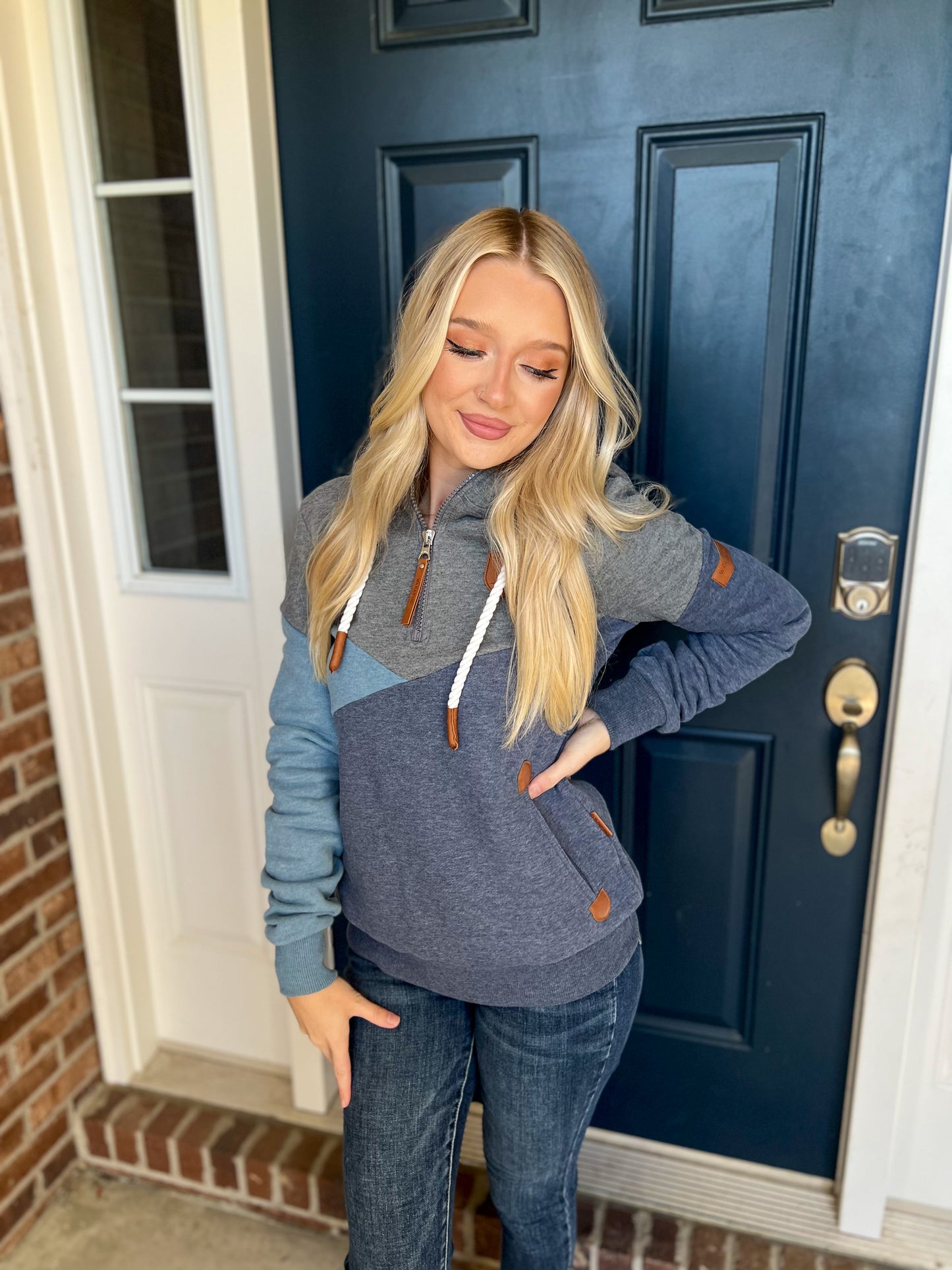 DOORBUSTER Wanakome Roxy Half Zip Hoodie - Petrol Mix