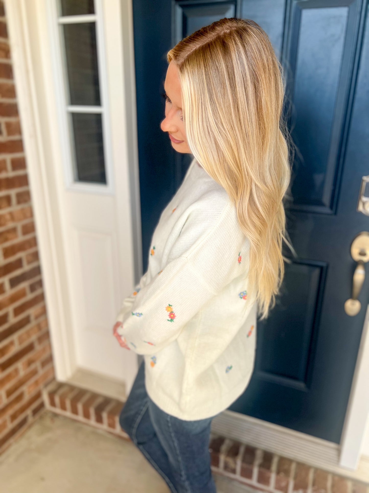 Dainty Floral Ivory Sweater