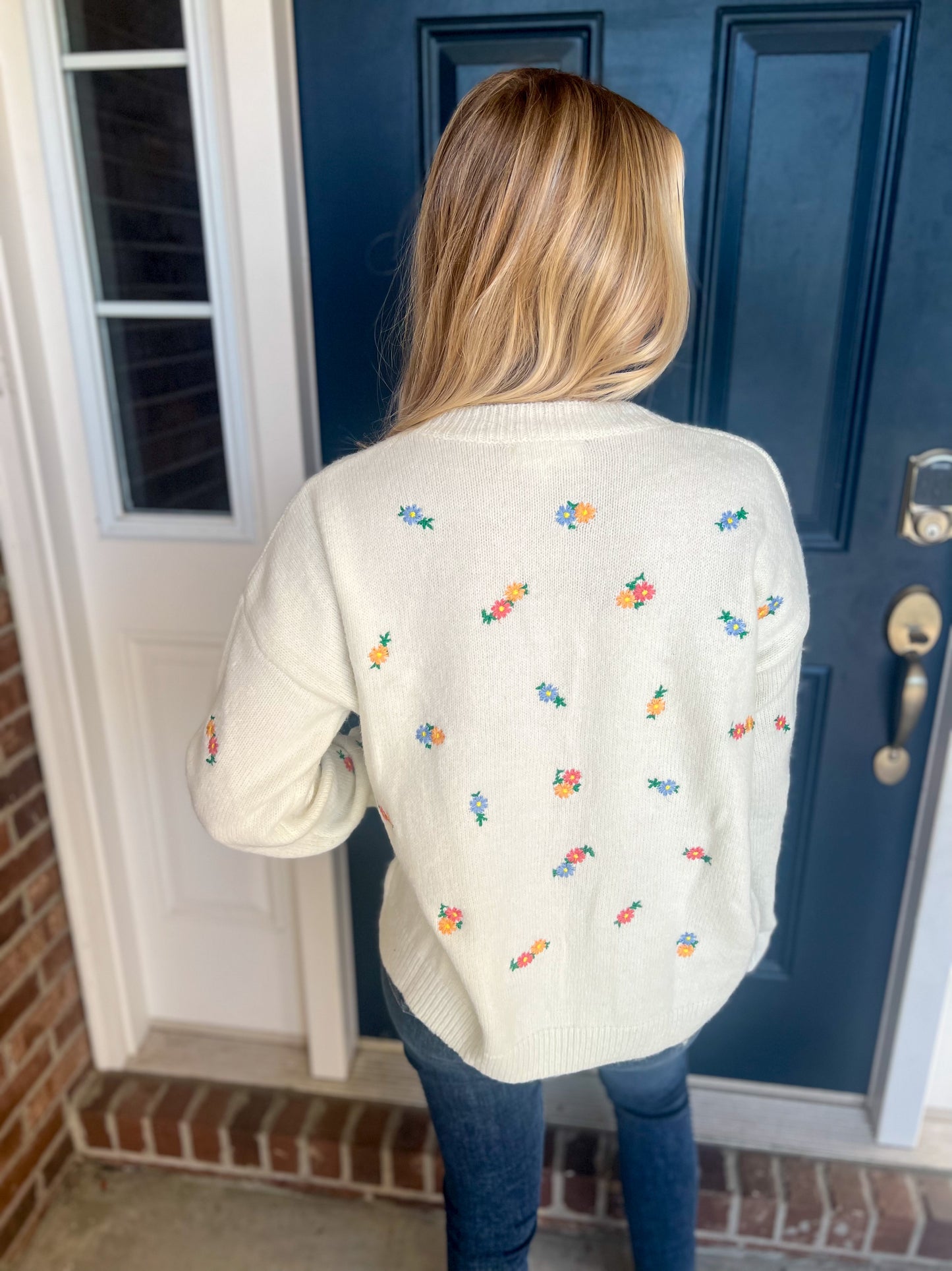 Dainty Floral Ivory Sweater