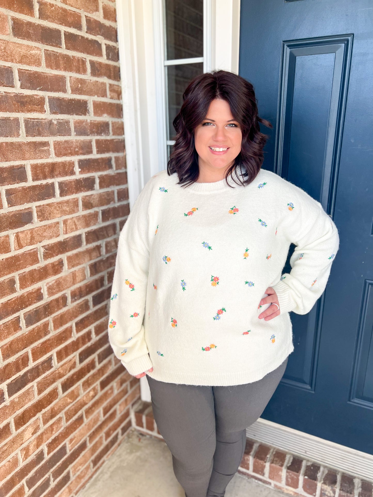 Dainty Floral Ivory Sweater
