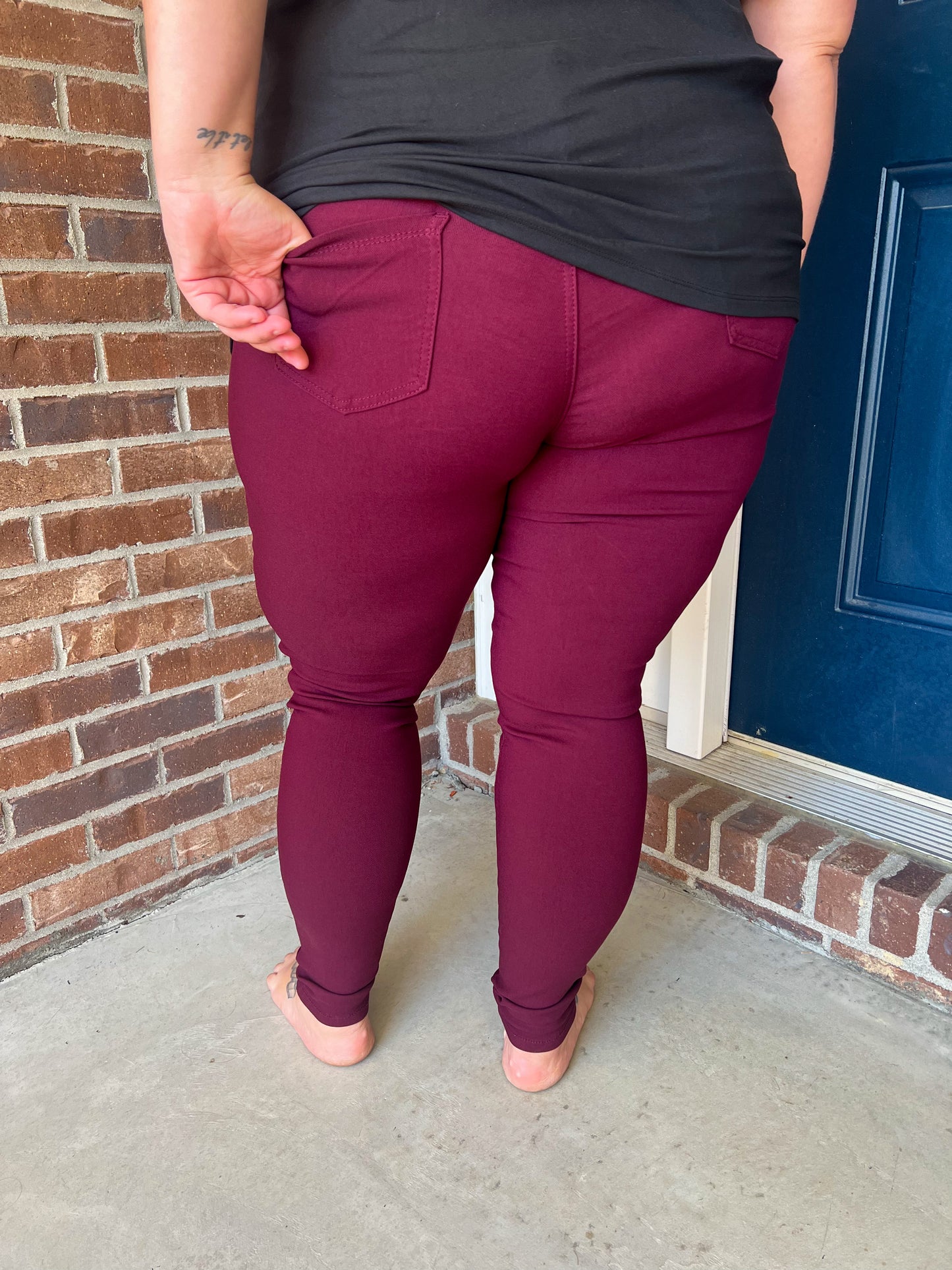 DOORBUSTER Burgundy Stretchy Skinny Jeans