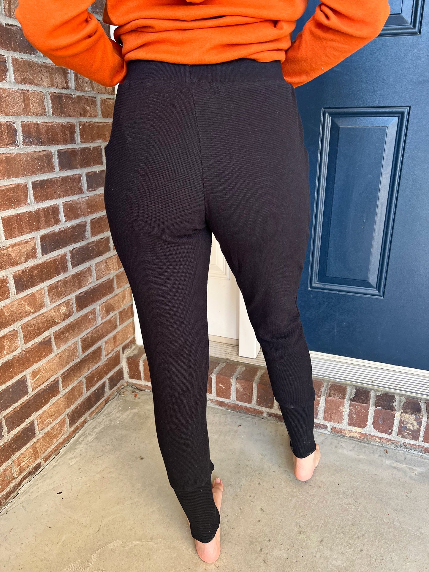 New! Ampersand Ave Waffle Knit Joggers - Black Jack