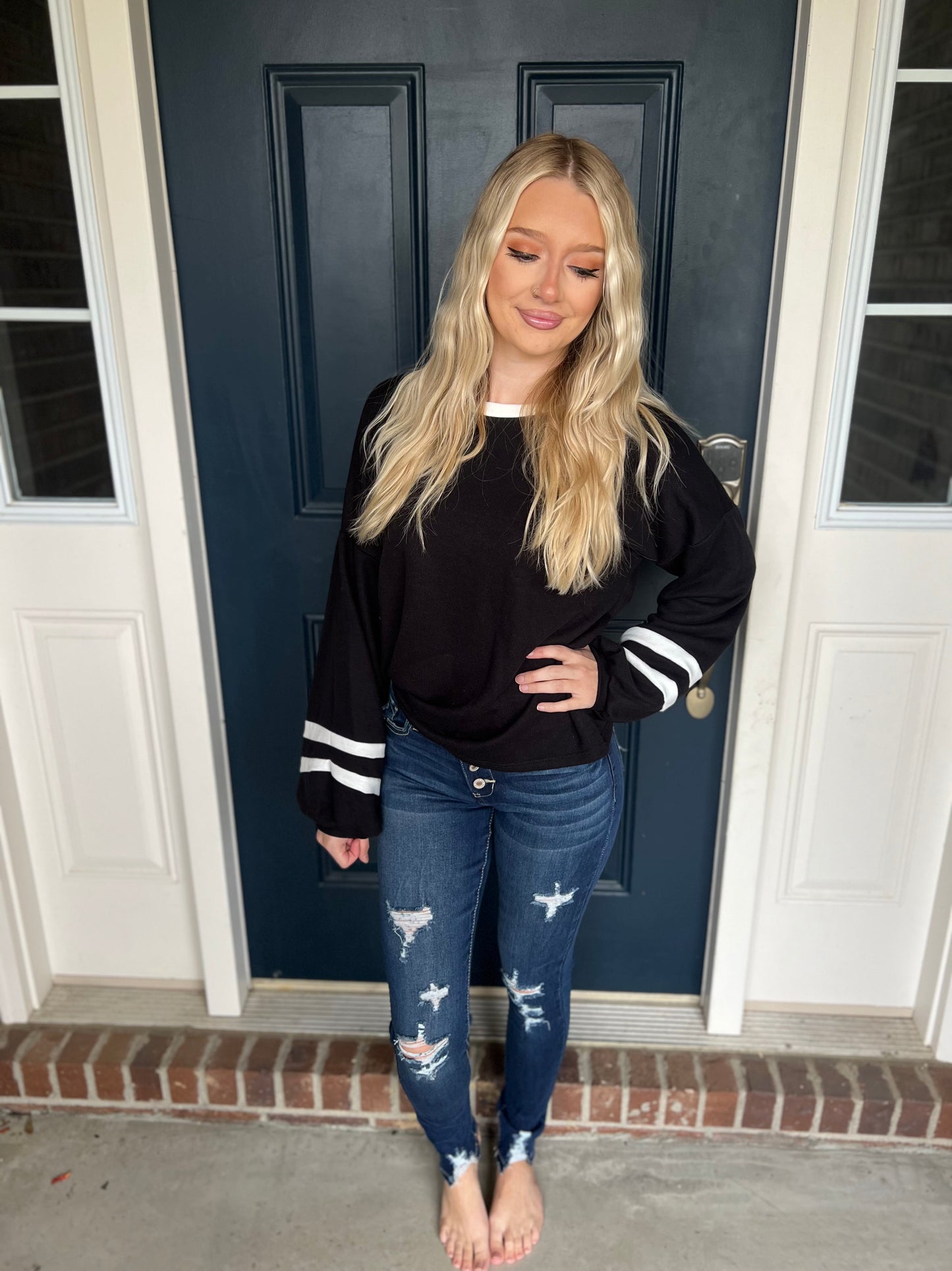 DOORBUSTER Black with White Accents Top