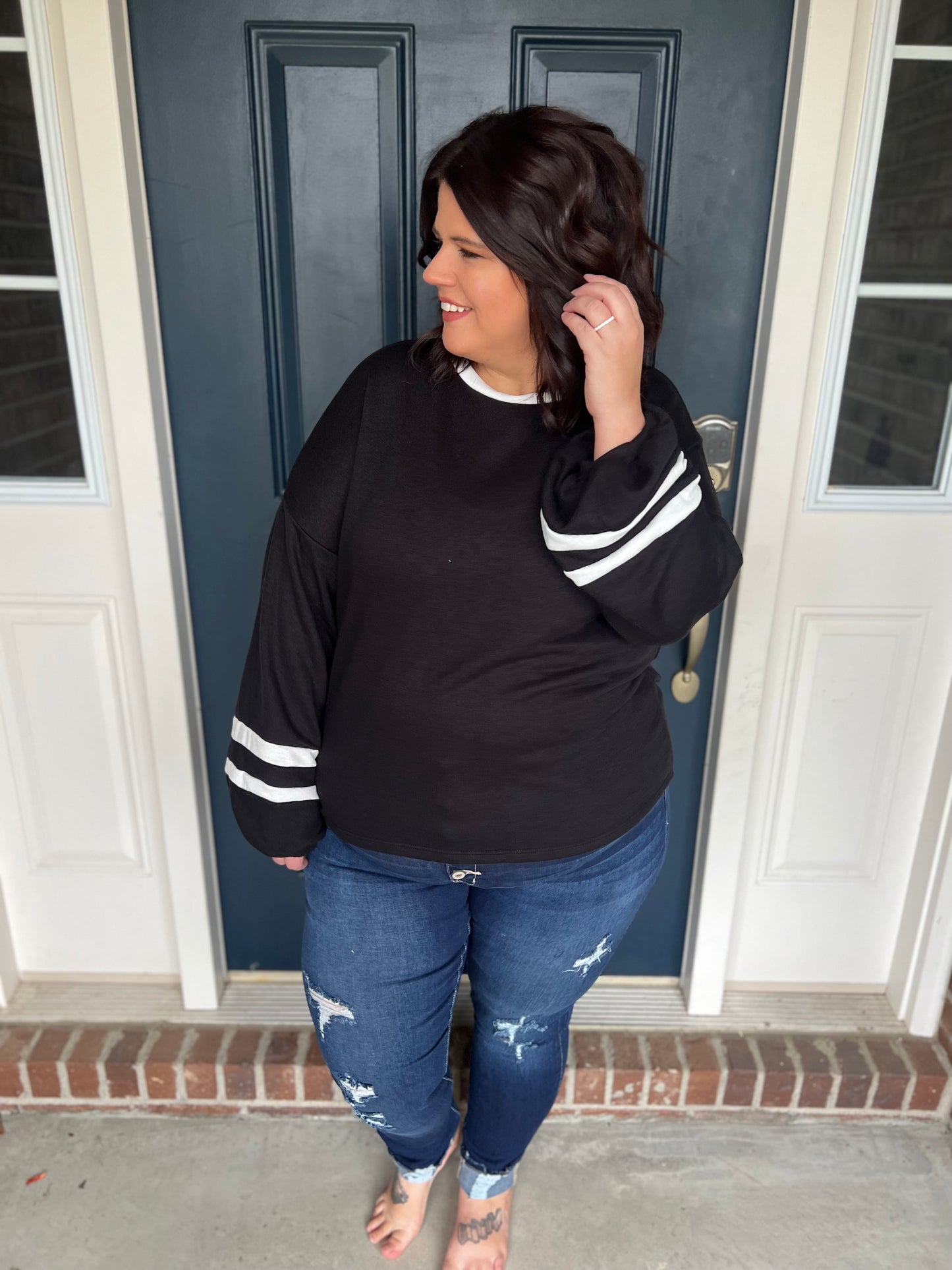 DOORBUSTER Black with White Accents Top