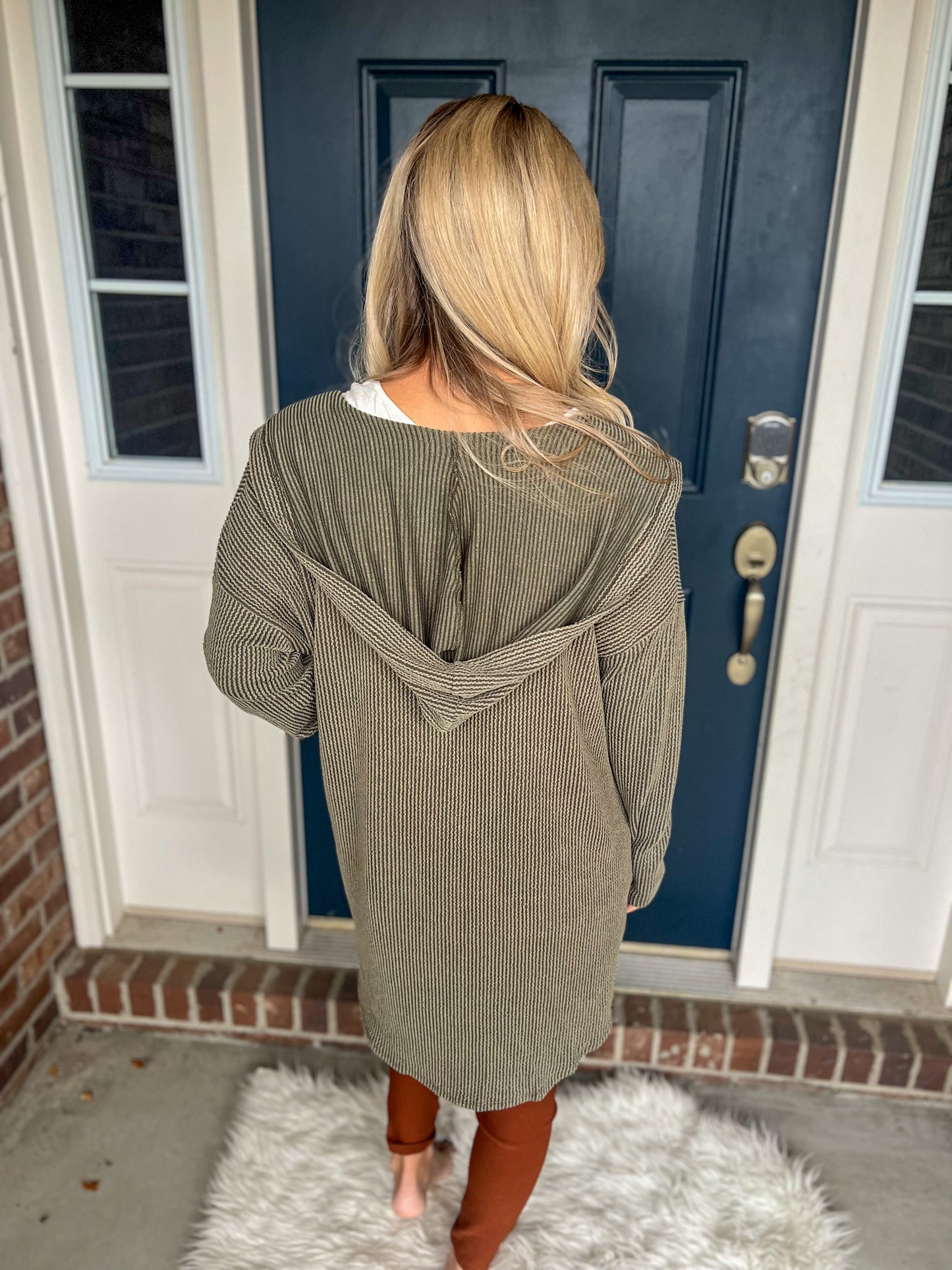 New! Hits Different Olive Hooded Cardigan