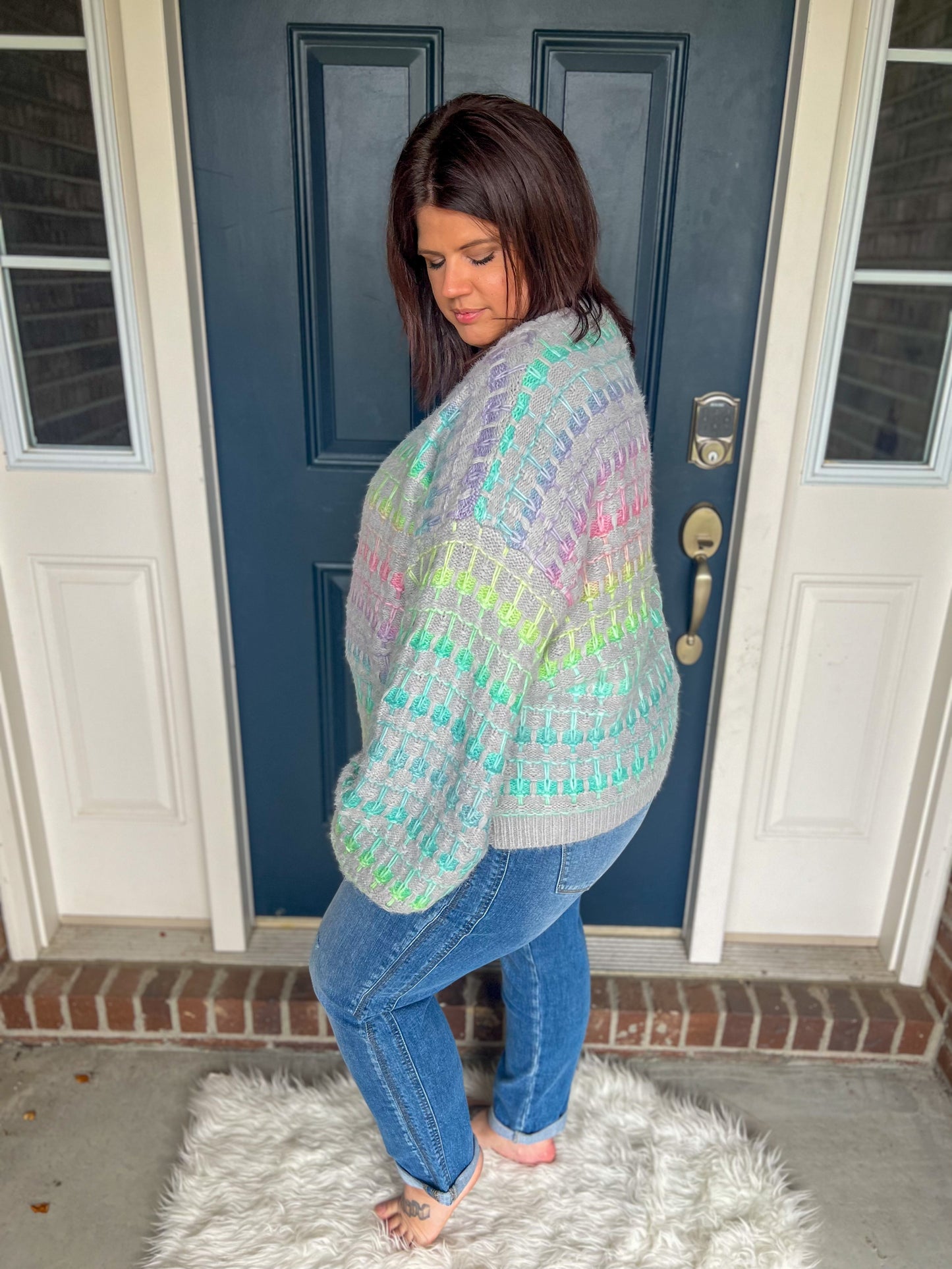 New! Sweet Nothing Colorful Gray Sweater