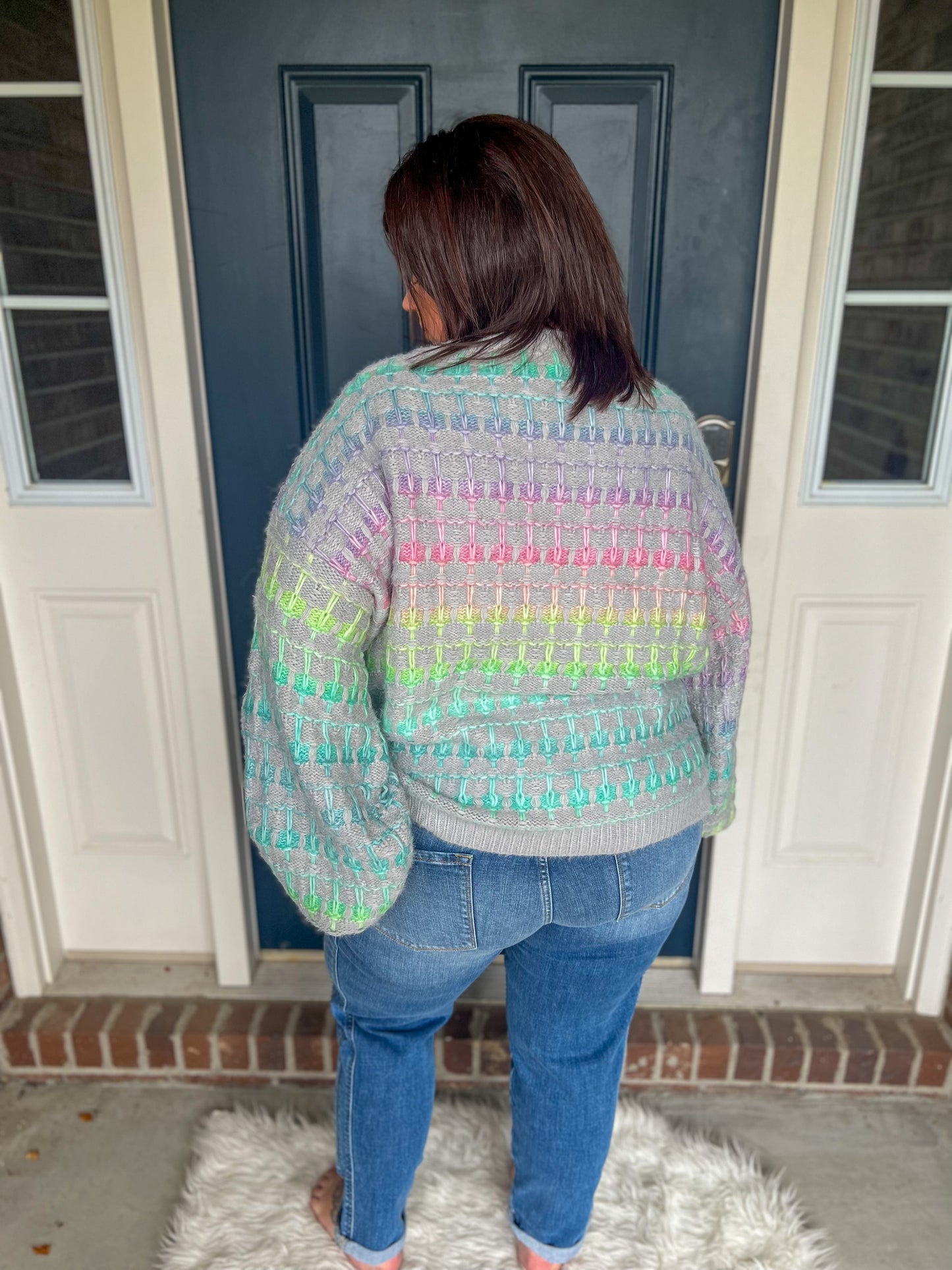 New! Sweet Nothing Colorful Gray Sweater