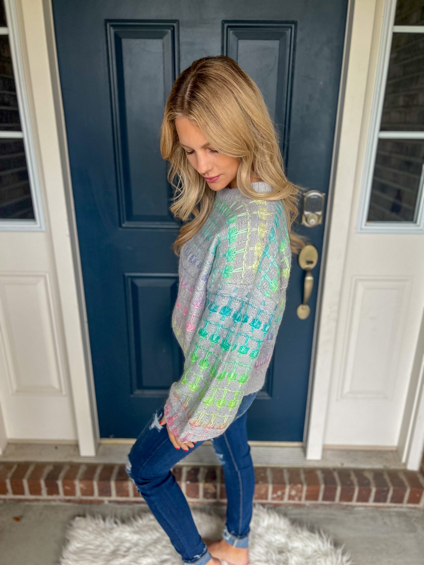 New! Sweet Nothing Colorful Gray Sweater