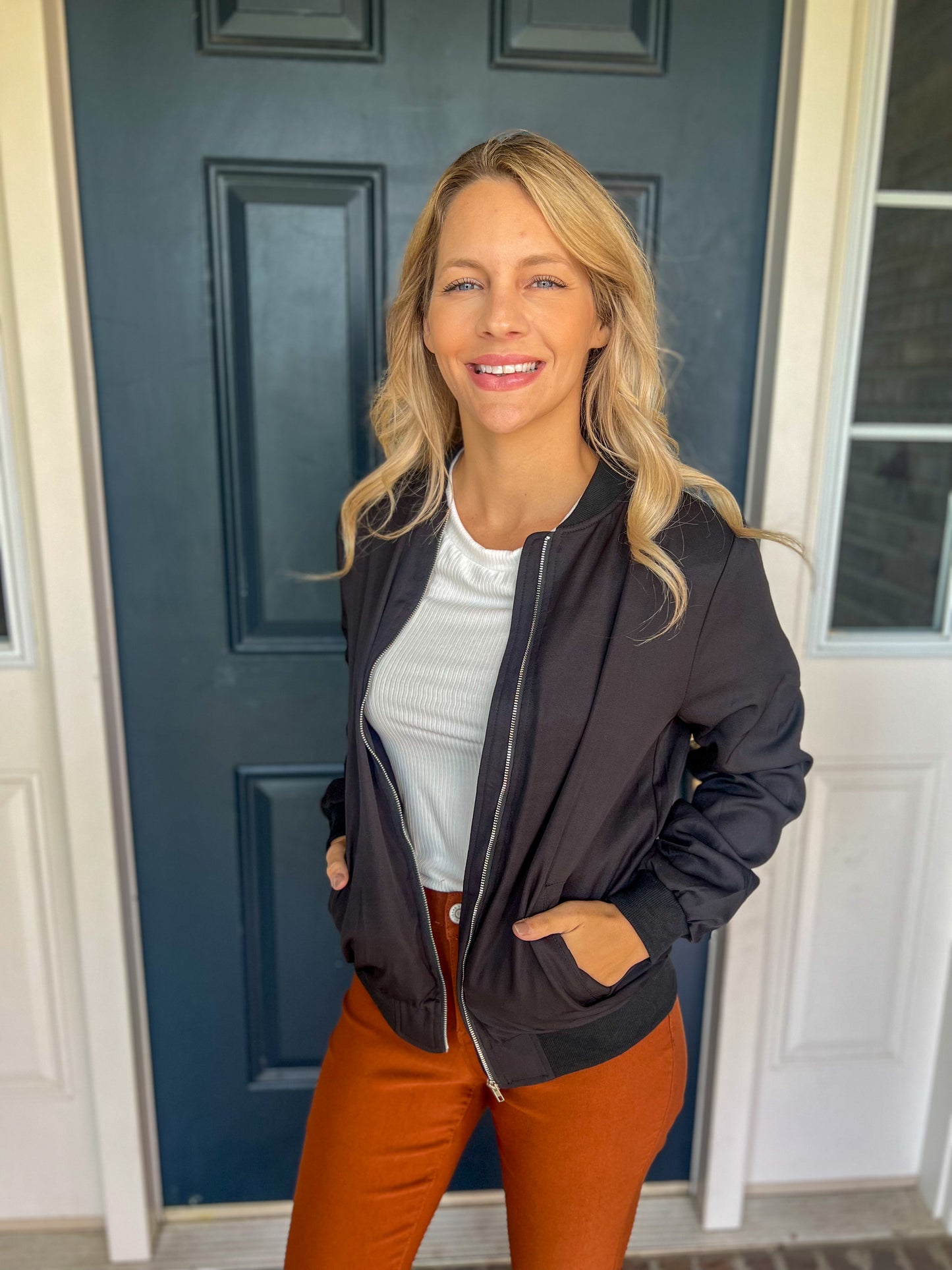 New! Ampersand Ave Bomber Jacket - Midnight