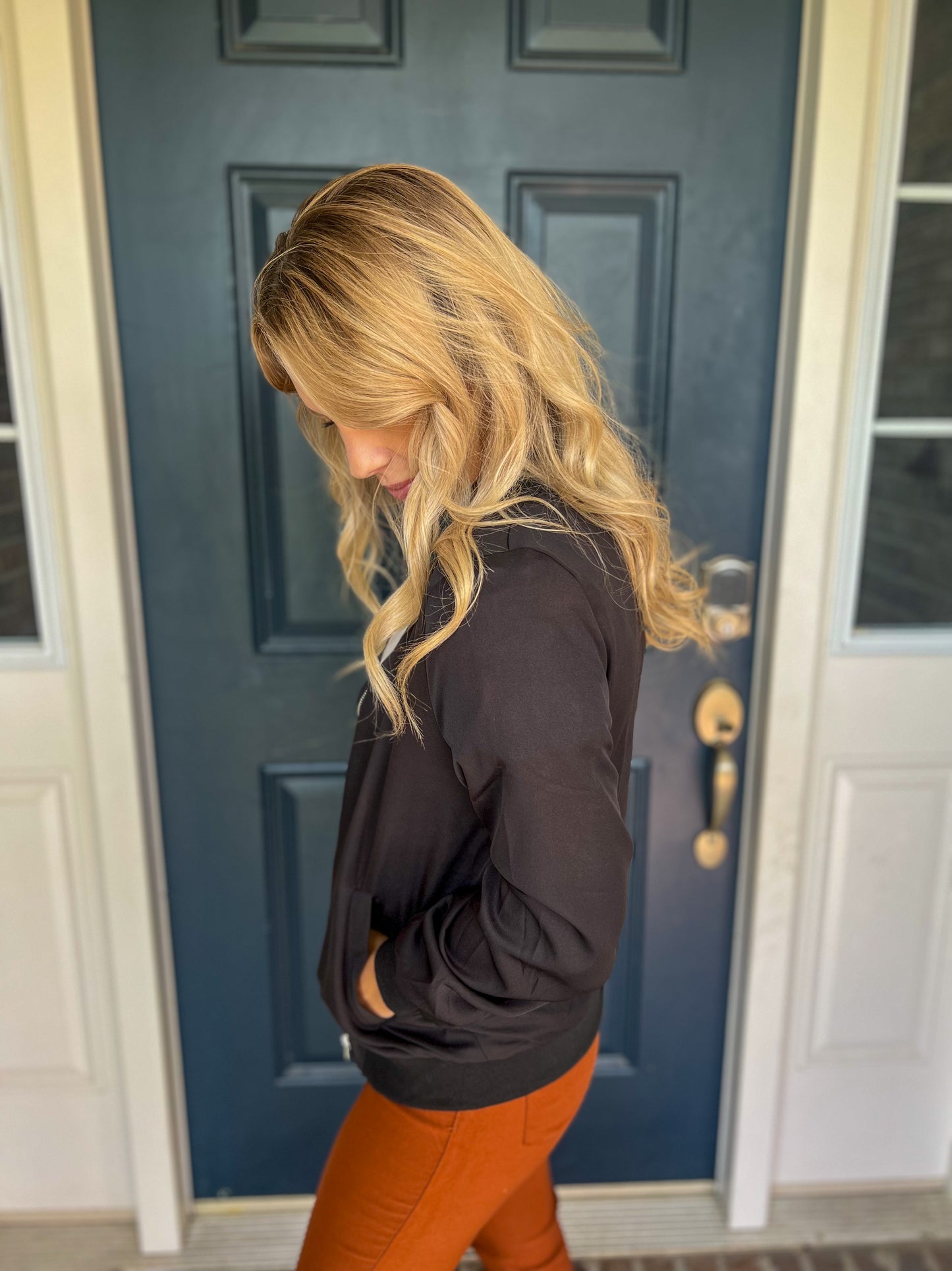 New! Ampersand Ave Bomber Jacket - Midnight