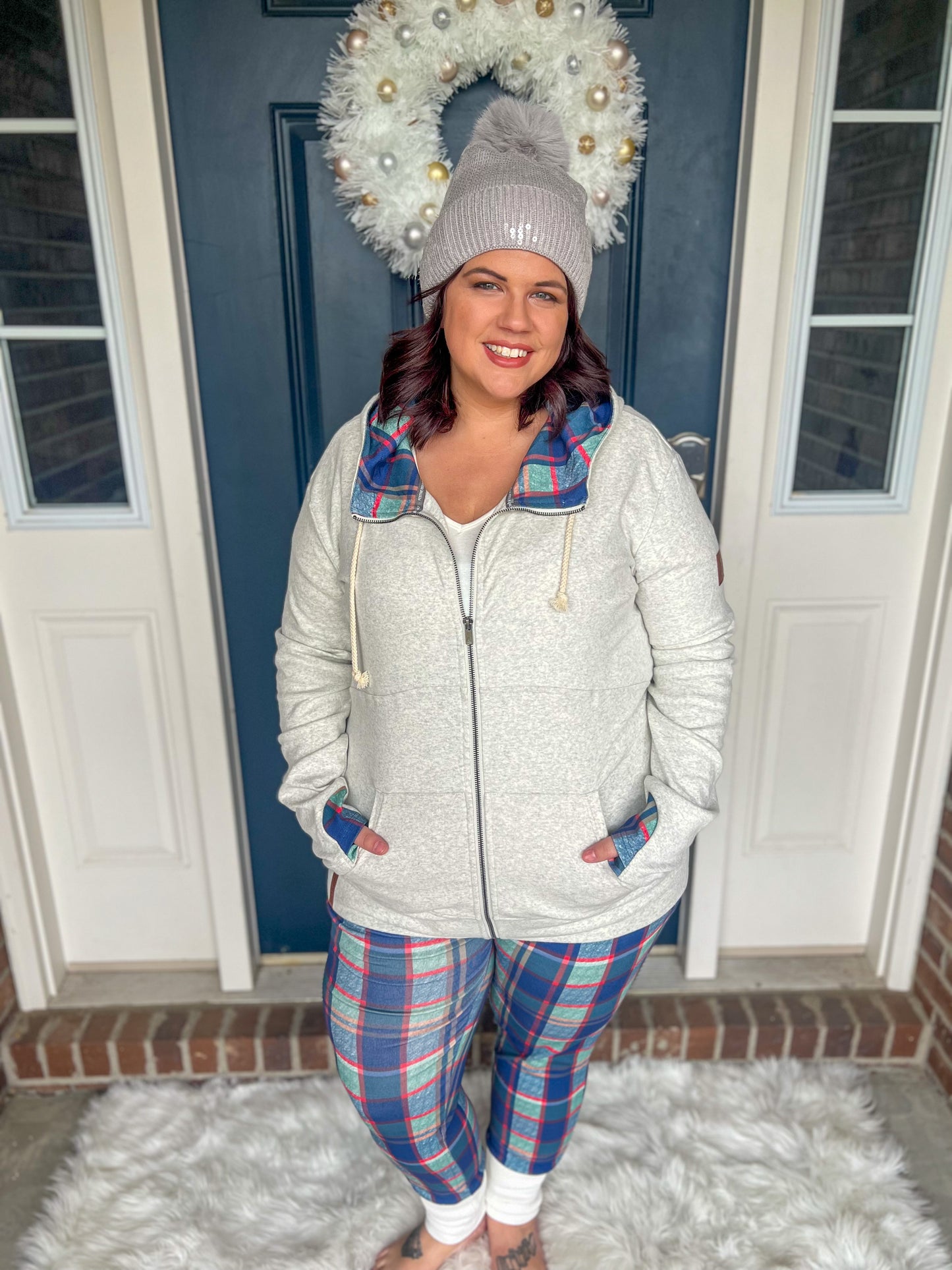 New! Ampersand Ave Merry and Bright Full-zip Sweatshirt
