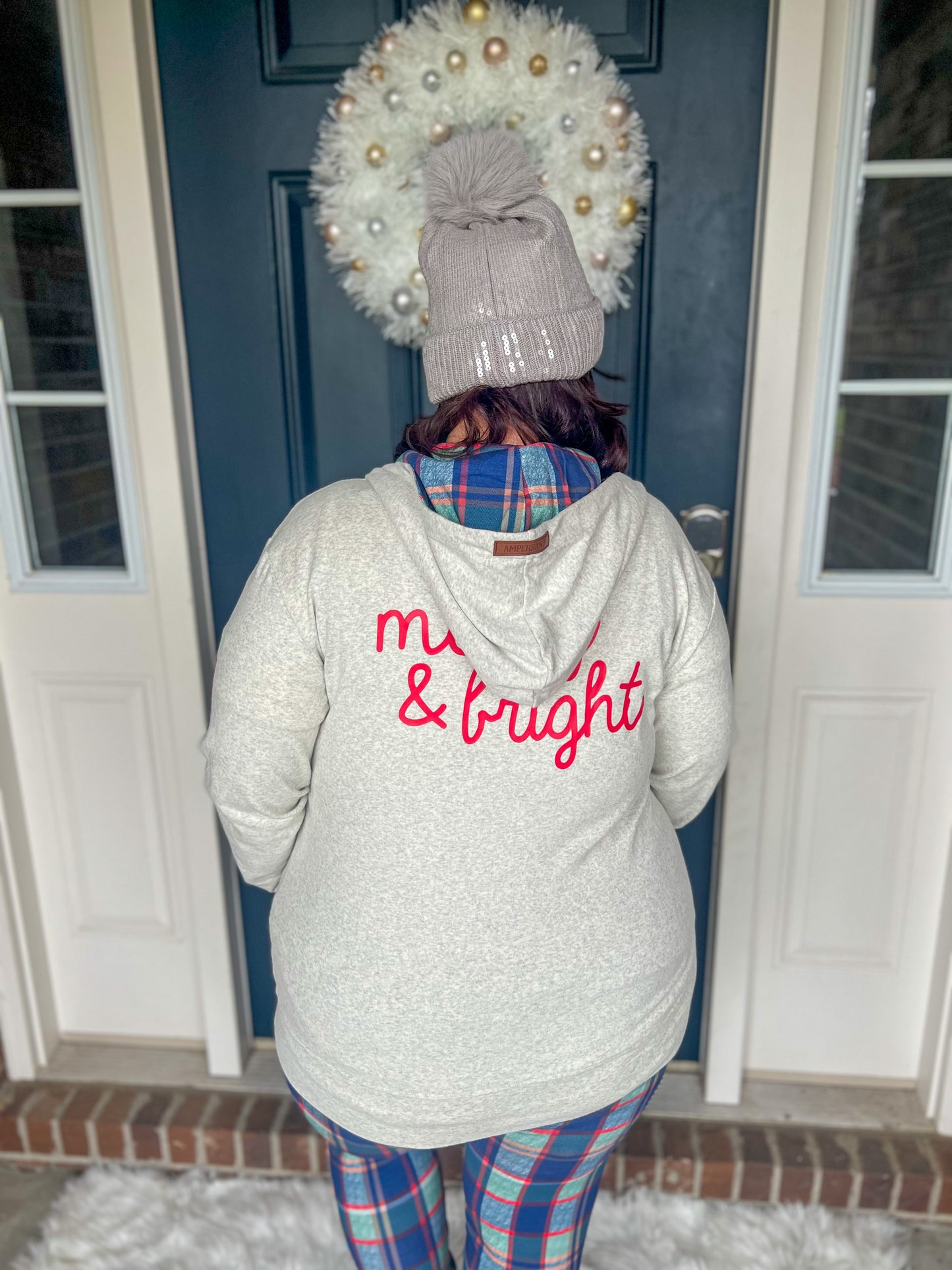 New! Ampersand Ave Merry and Bright Full-zip Sweatshirt