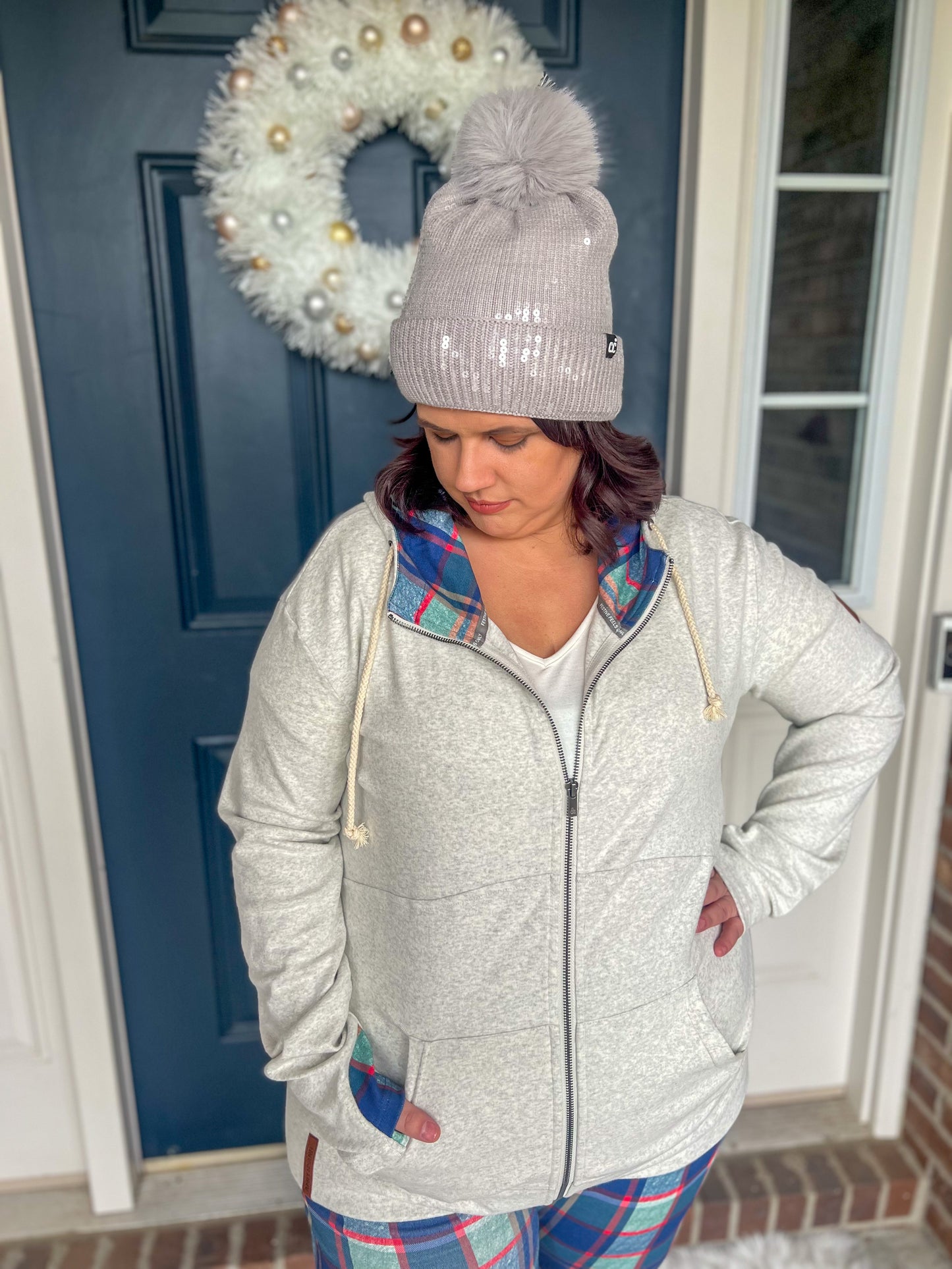 New! Ampersand Ave Merry and Bright Full-zip Sweatshirt