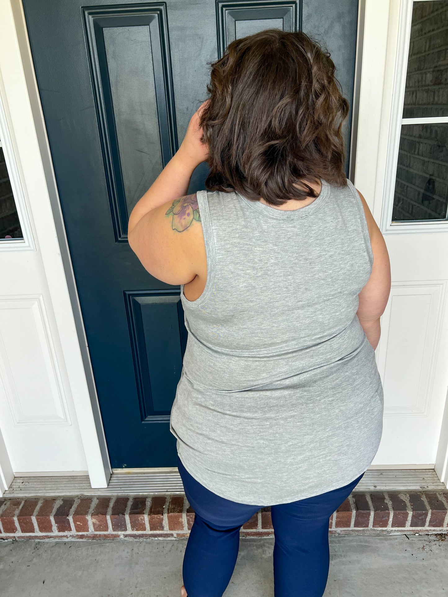 Gray with Stars and Stripes Pocket Tank Top