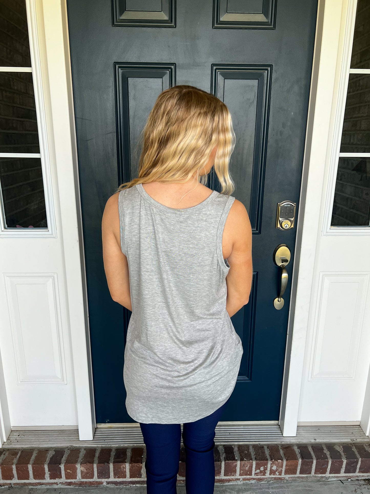 Gray with Stars and Stripes Pocket Tank Top