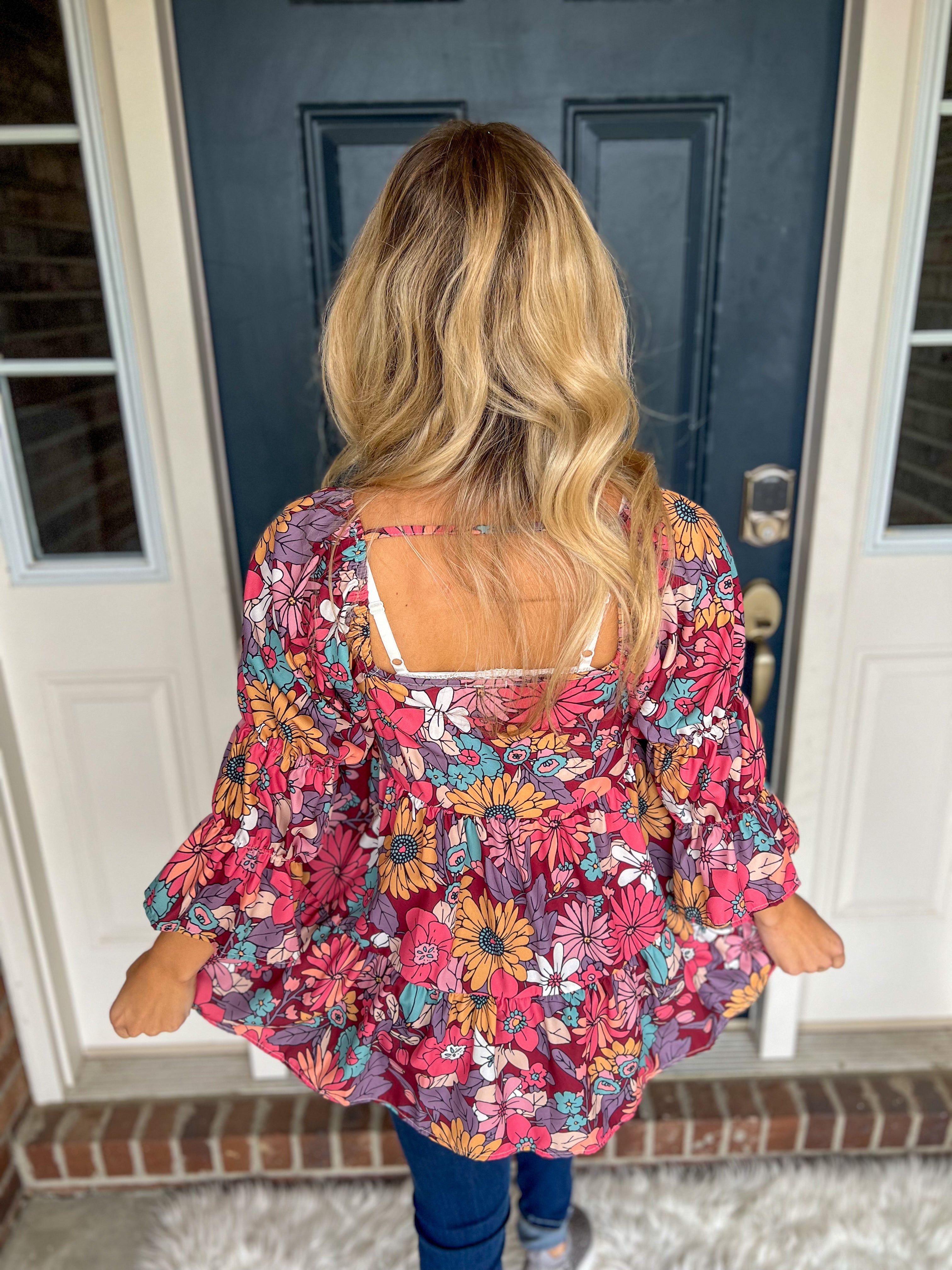Waiting for You Floral Peasant Blouse