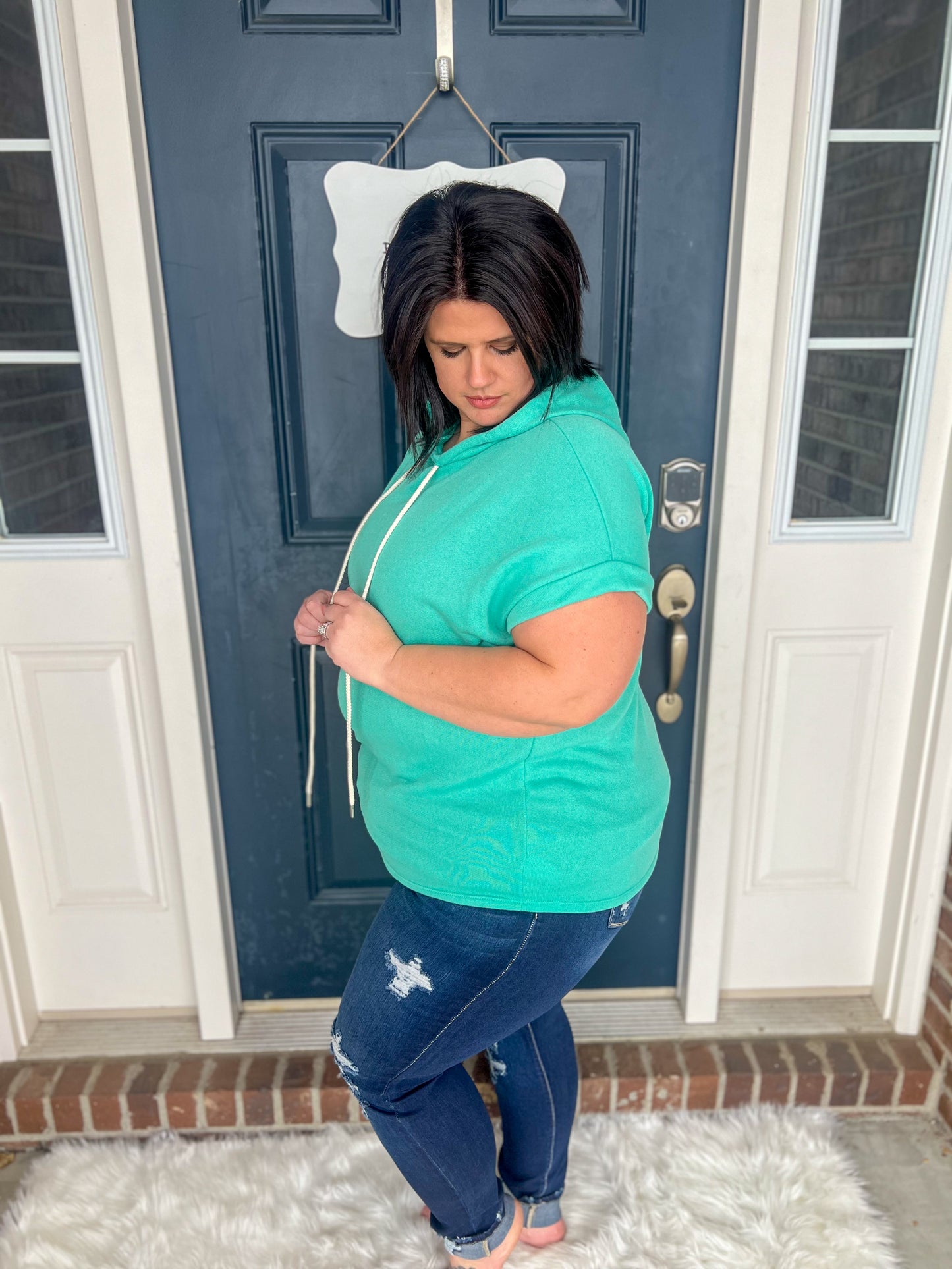 Seize the Day Turquoise Hooded Top