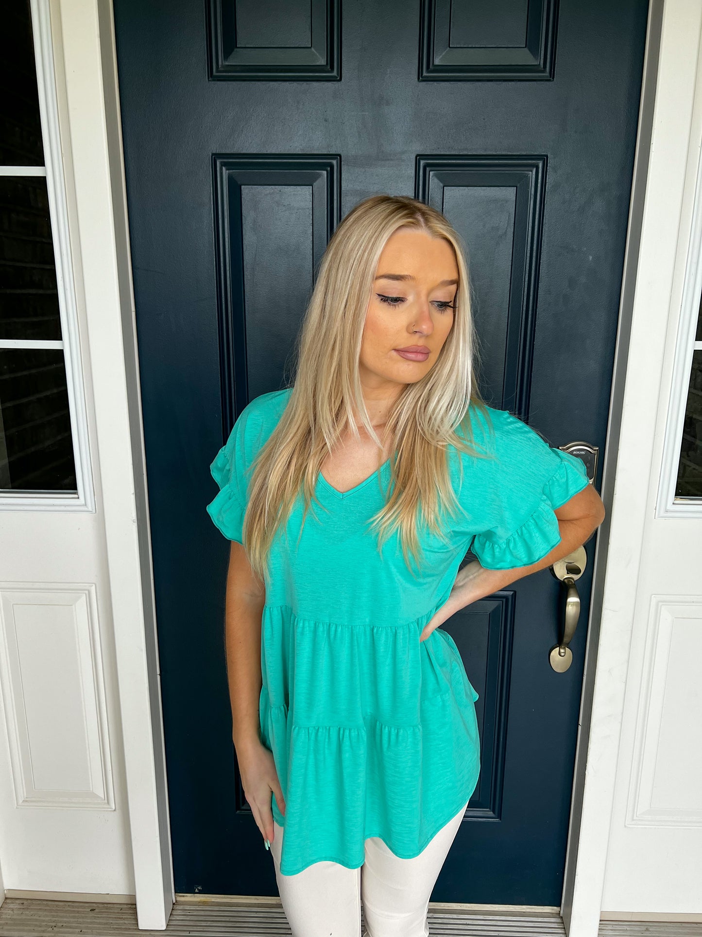 Mint Ruffle Top