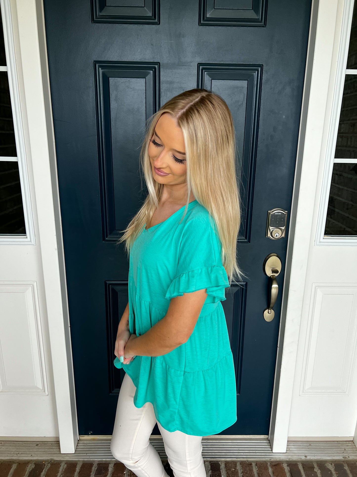Mint Ruffle Top