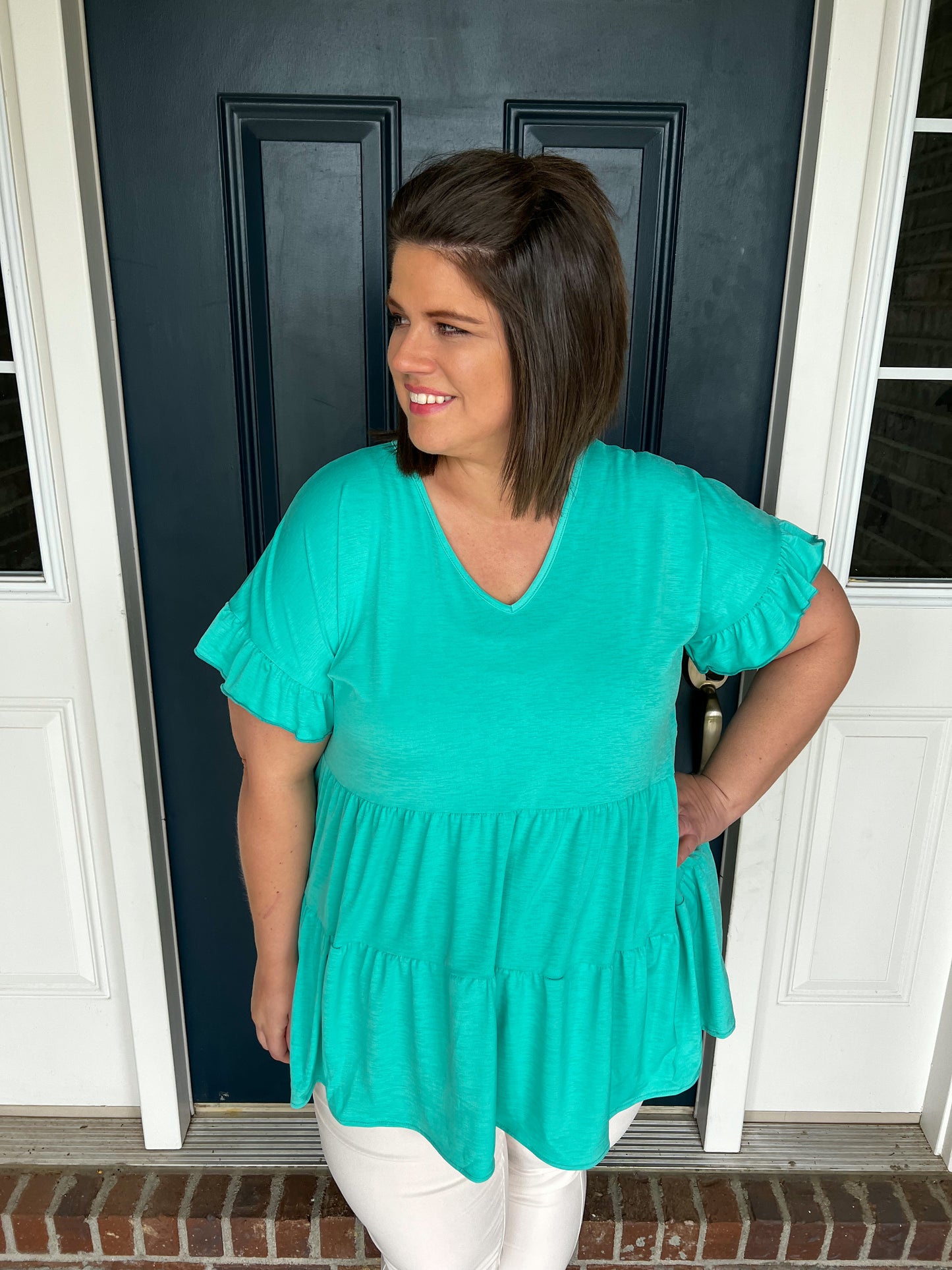 Mint Ruffle Top