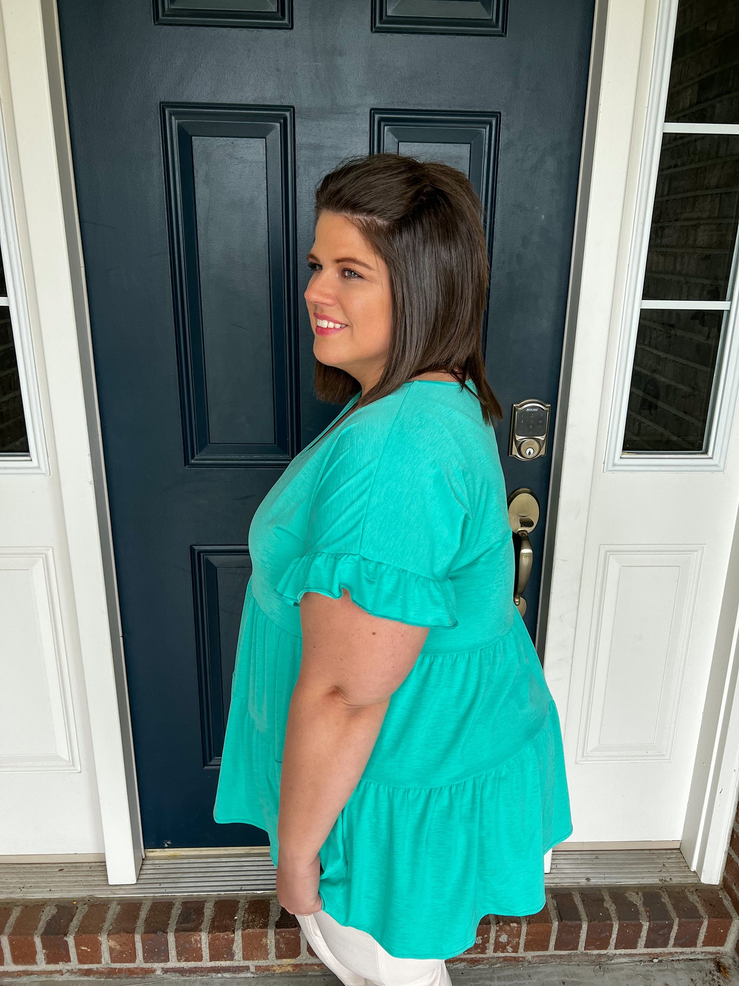 Mint Ruffle Top