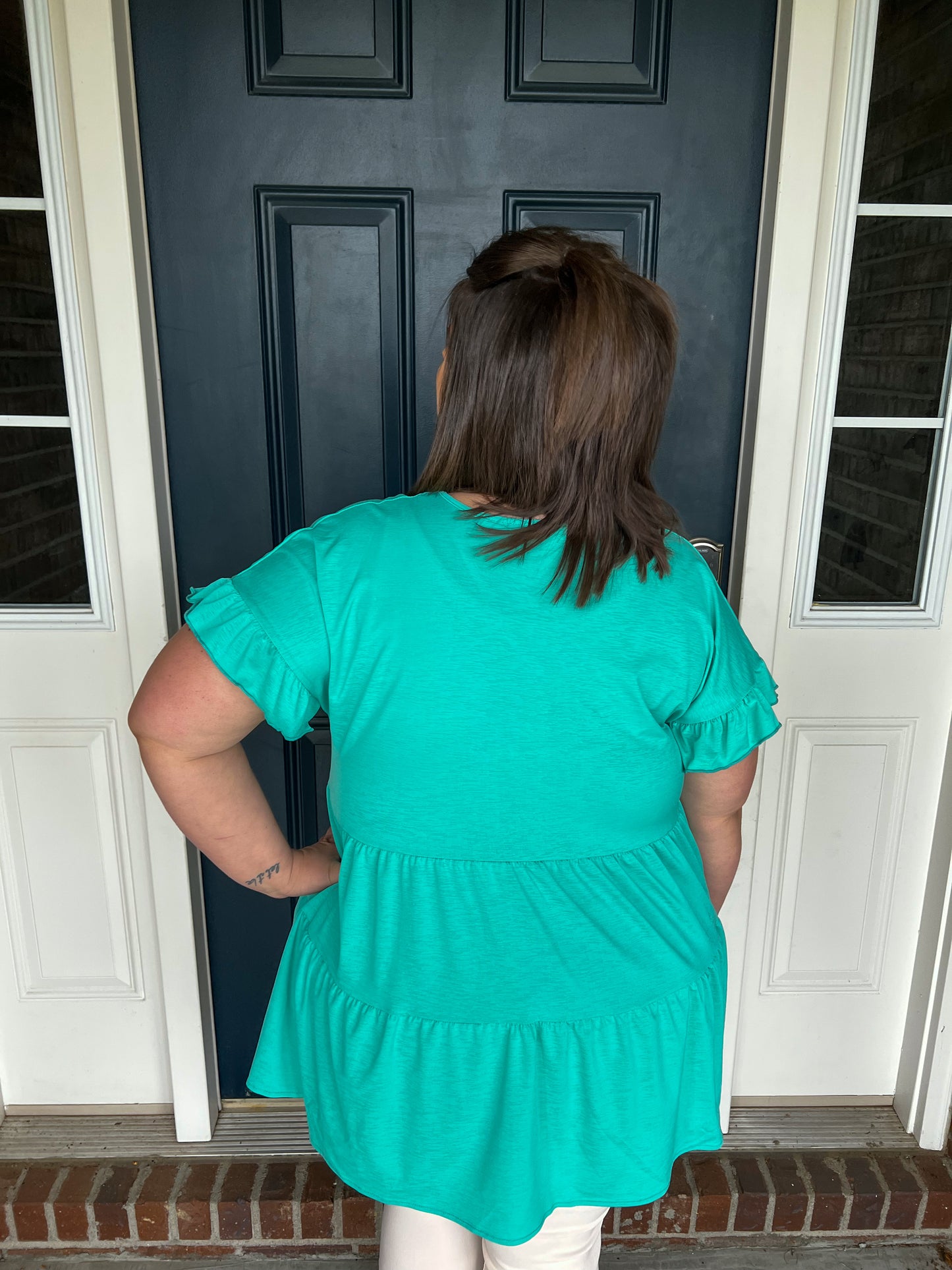 Mint Ruffle Top