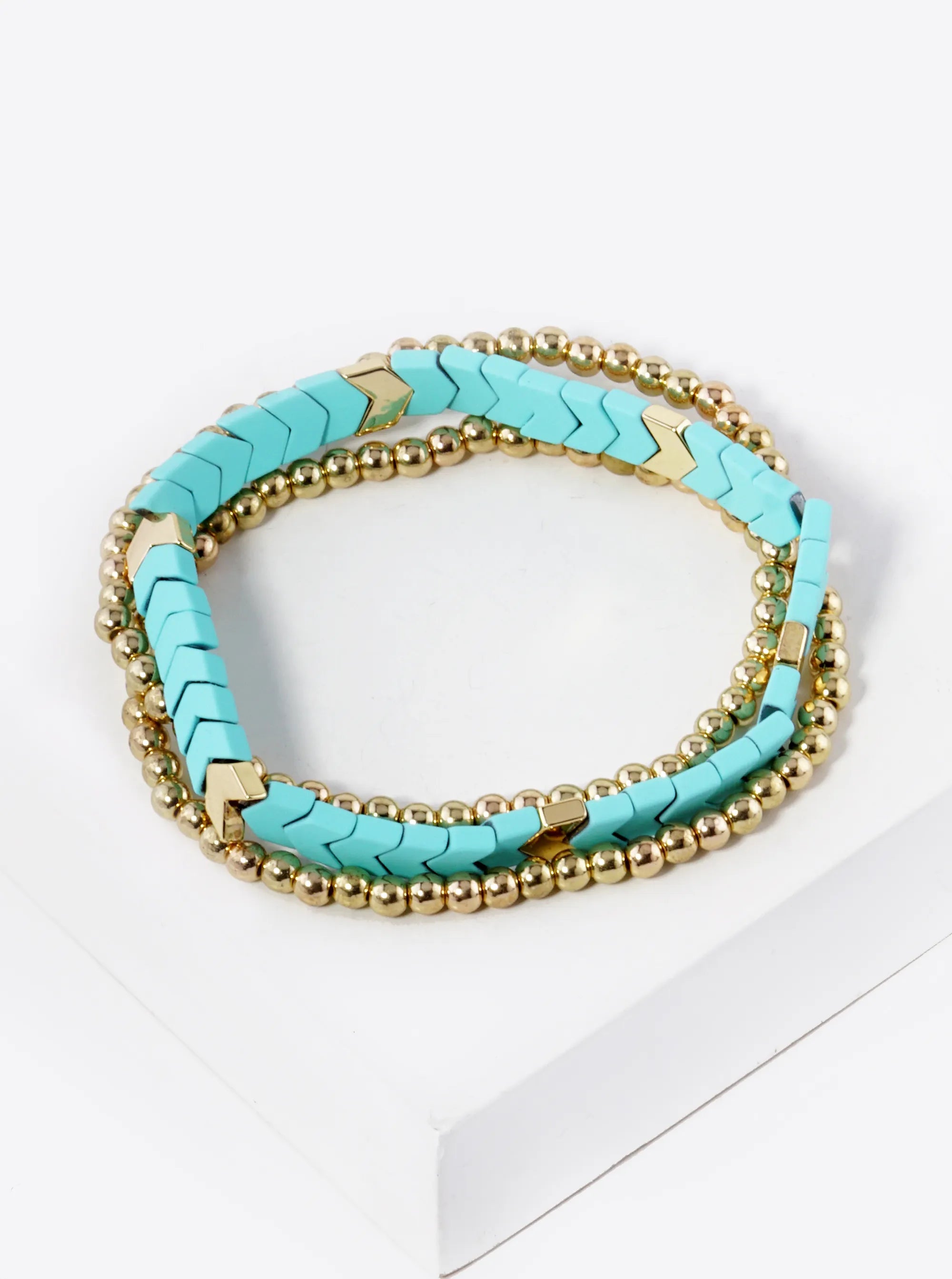 Mint and Gold Bracelet Set