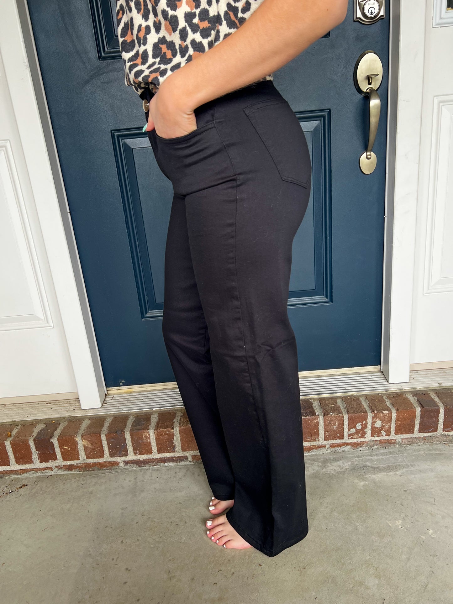 Black Stretchy Wide Leg Jeans