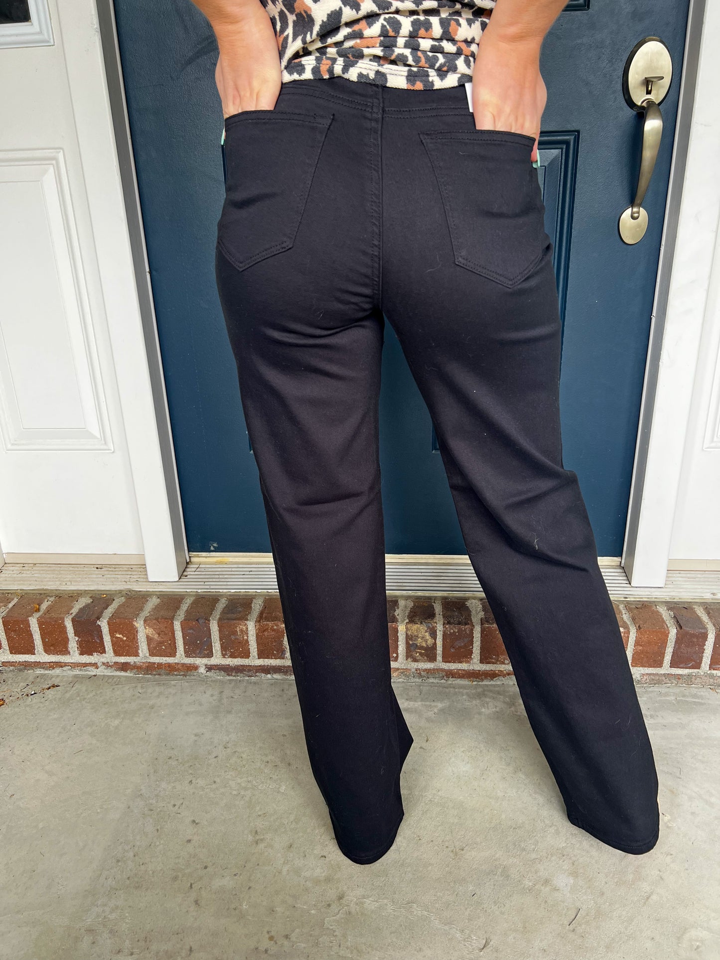 Black Stretchy Wide Leg Jeans